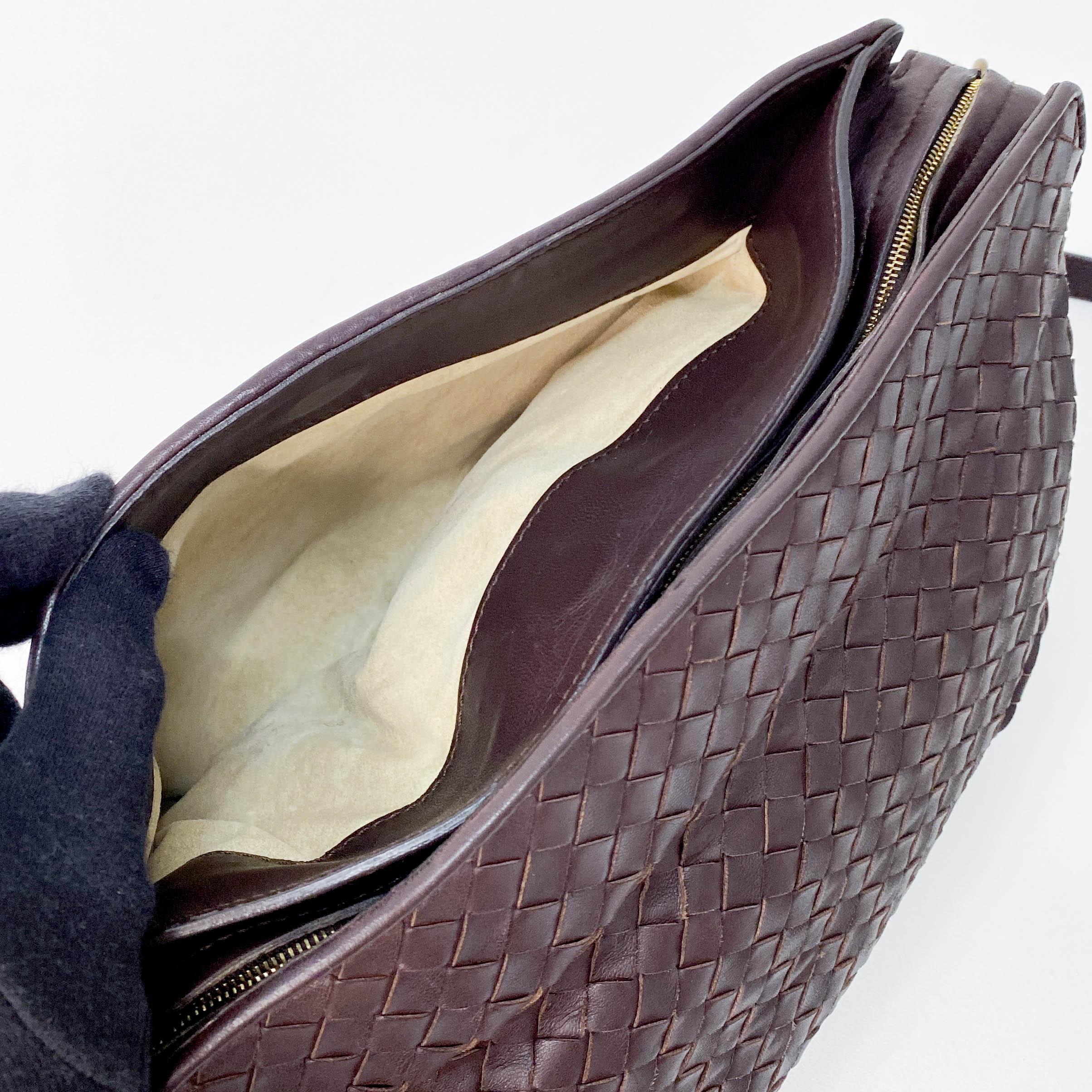 Brown Intrecciato Shoulder Bag