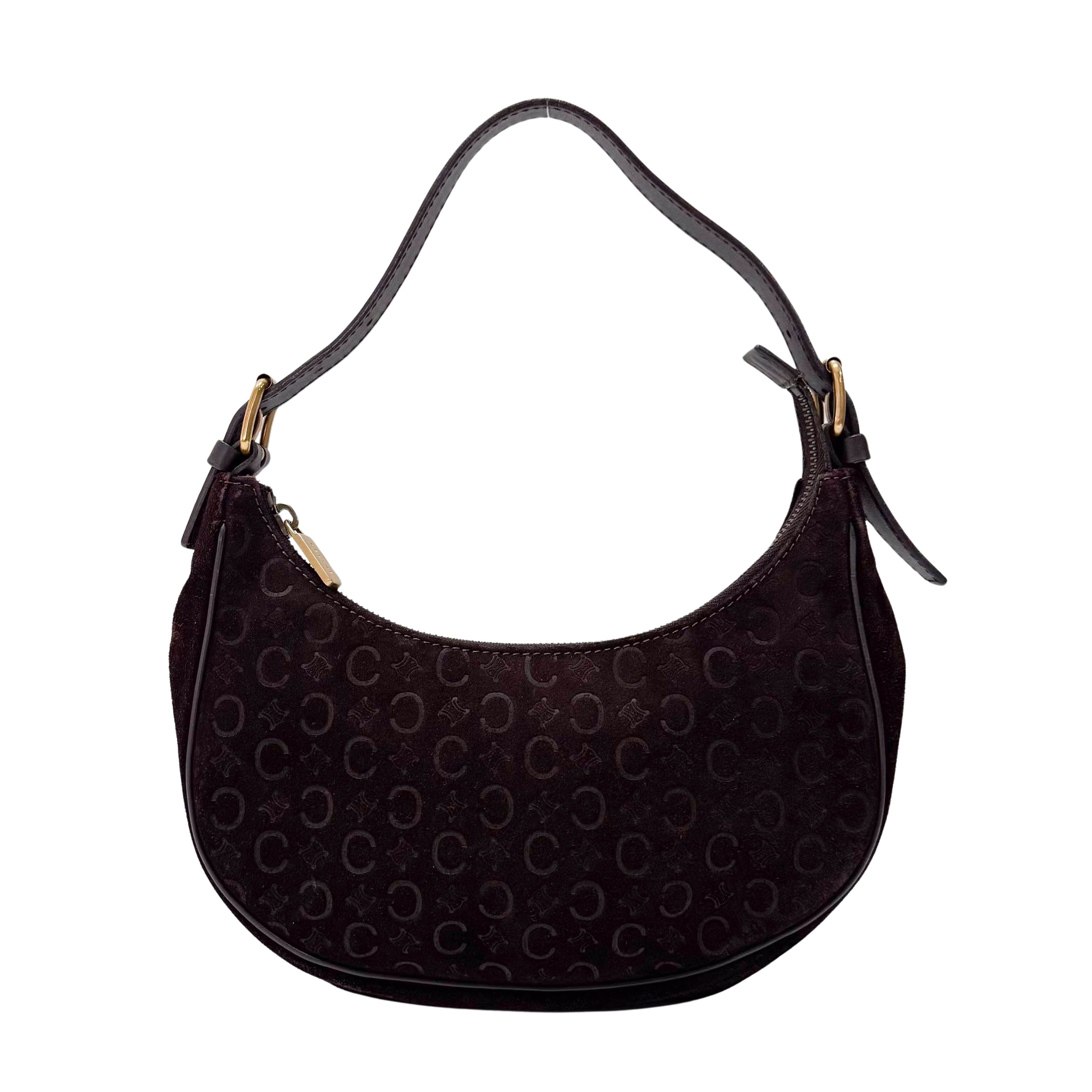 C Macadam Brown Suede Shoulder Bag