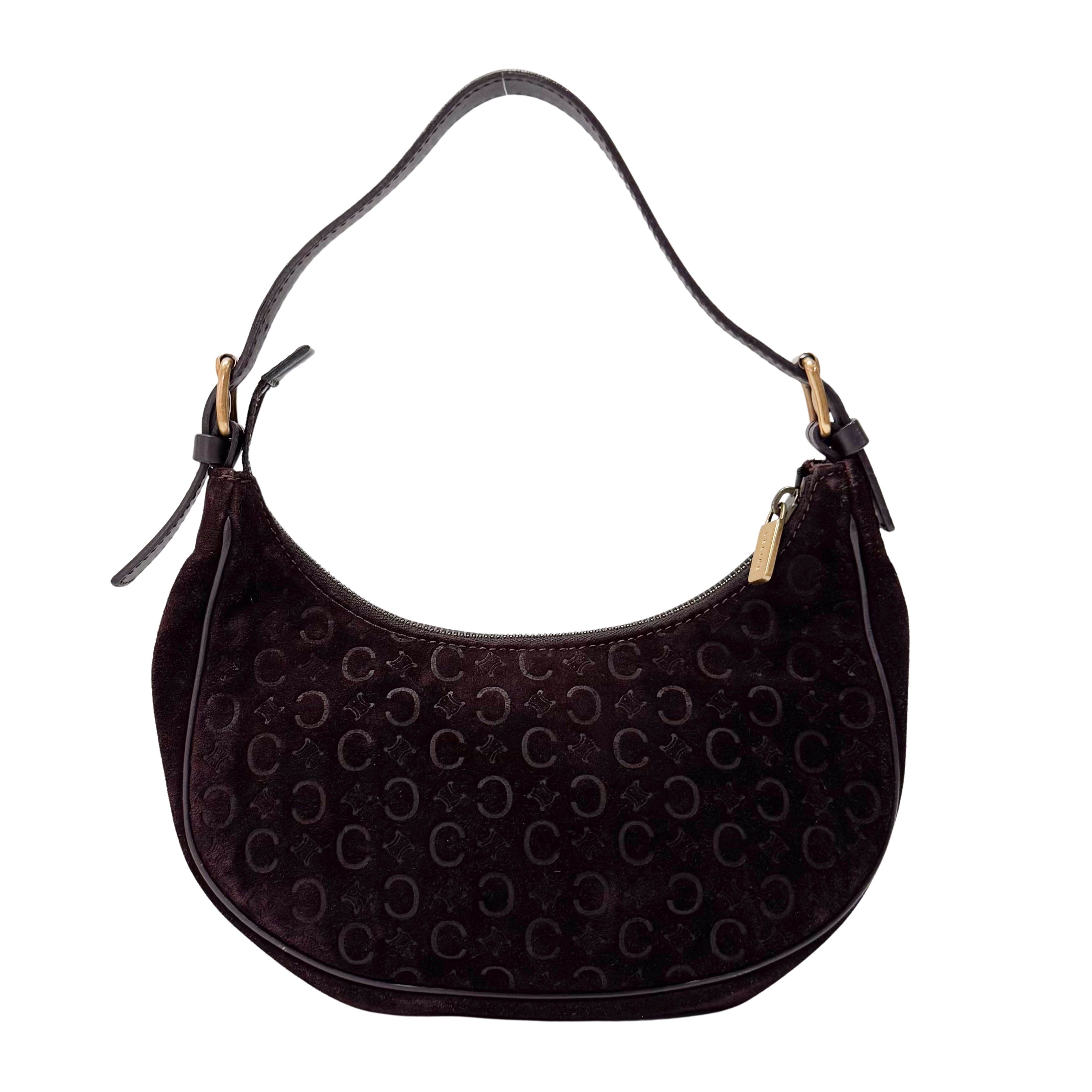 C Macadam Brown Suede Shoulder Bag