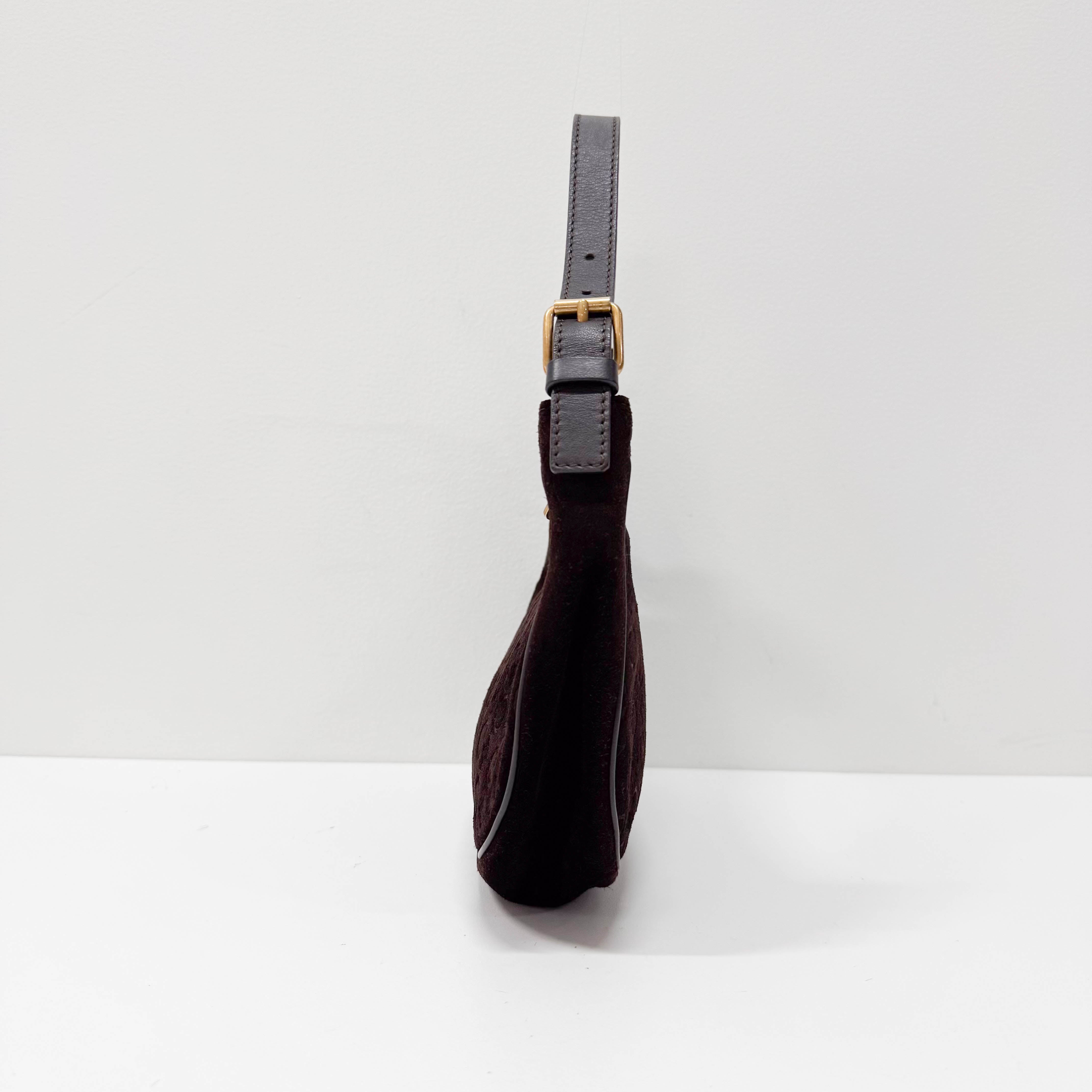 C Macadam Brown Suede Shoulder Bag