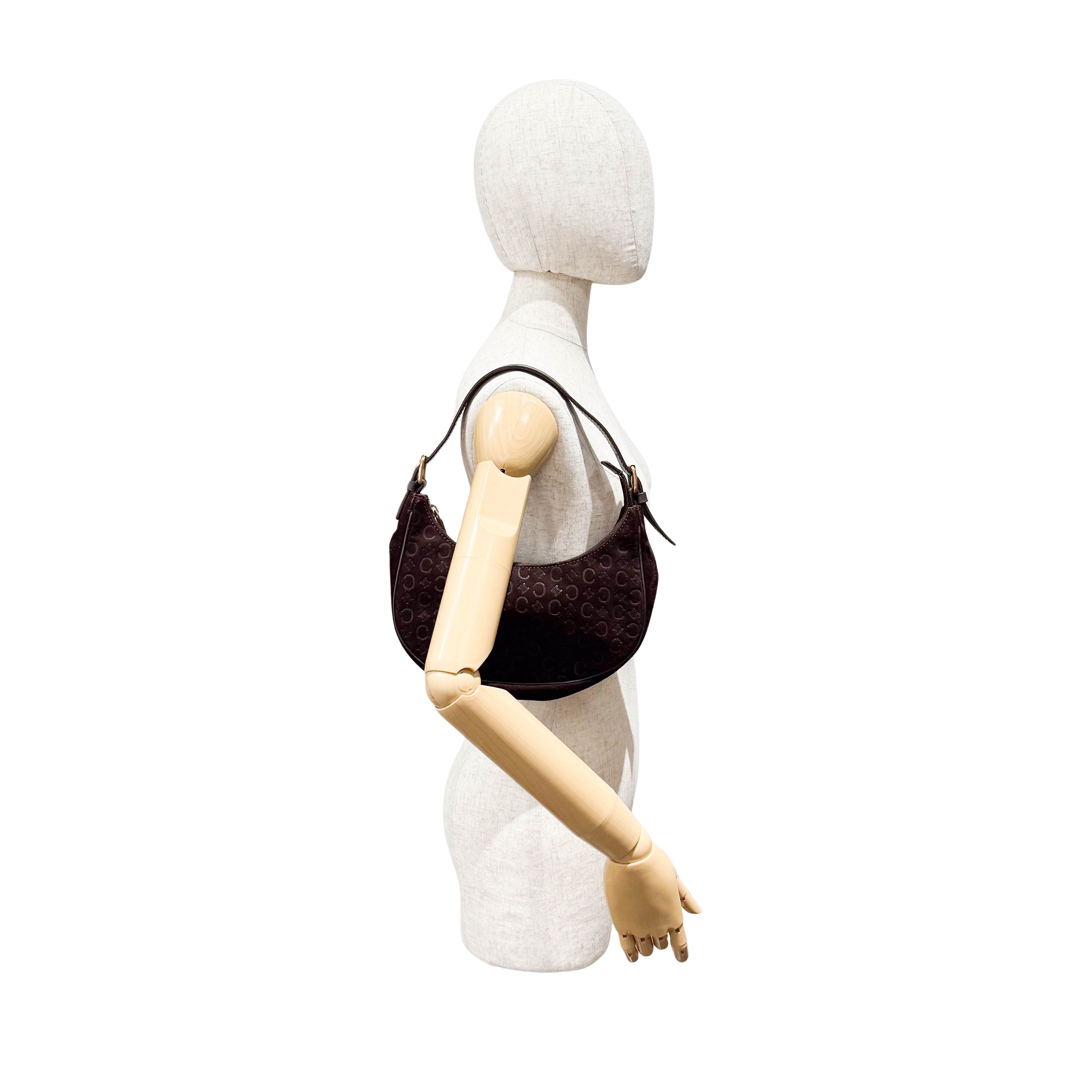 C Macadam Brown Suede Shoulder Bag