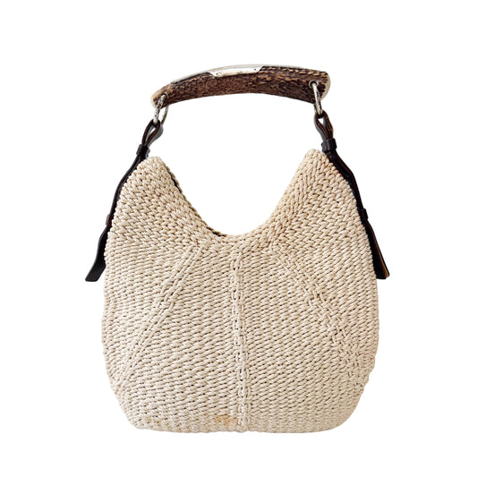 Mombasa Beige Raffia Shoulder Bag