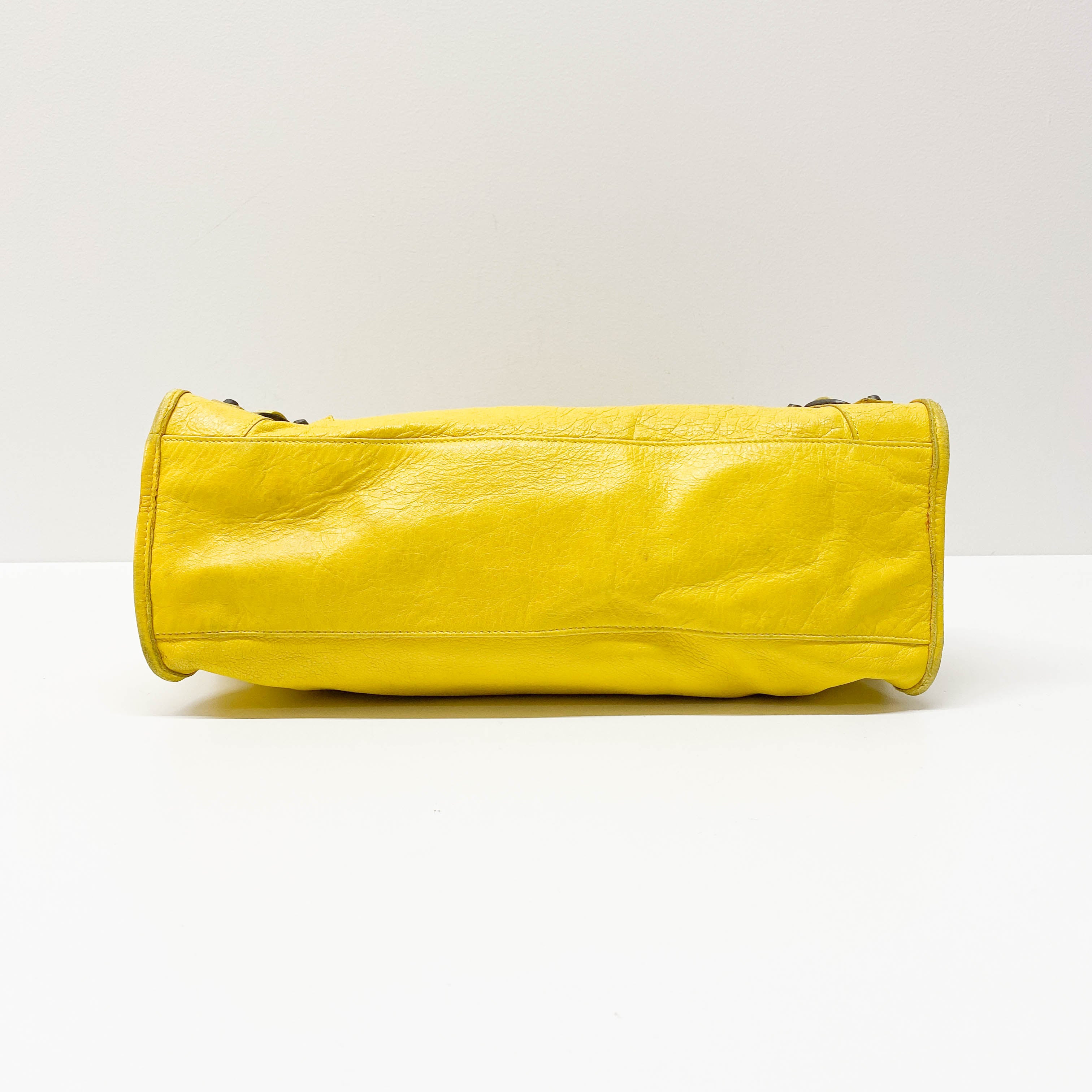 The City Yellow Calfskin Leather Two Way Bag