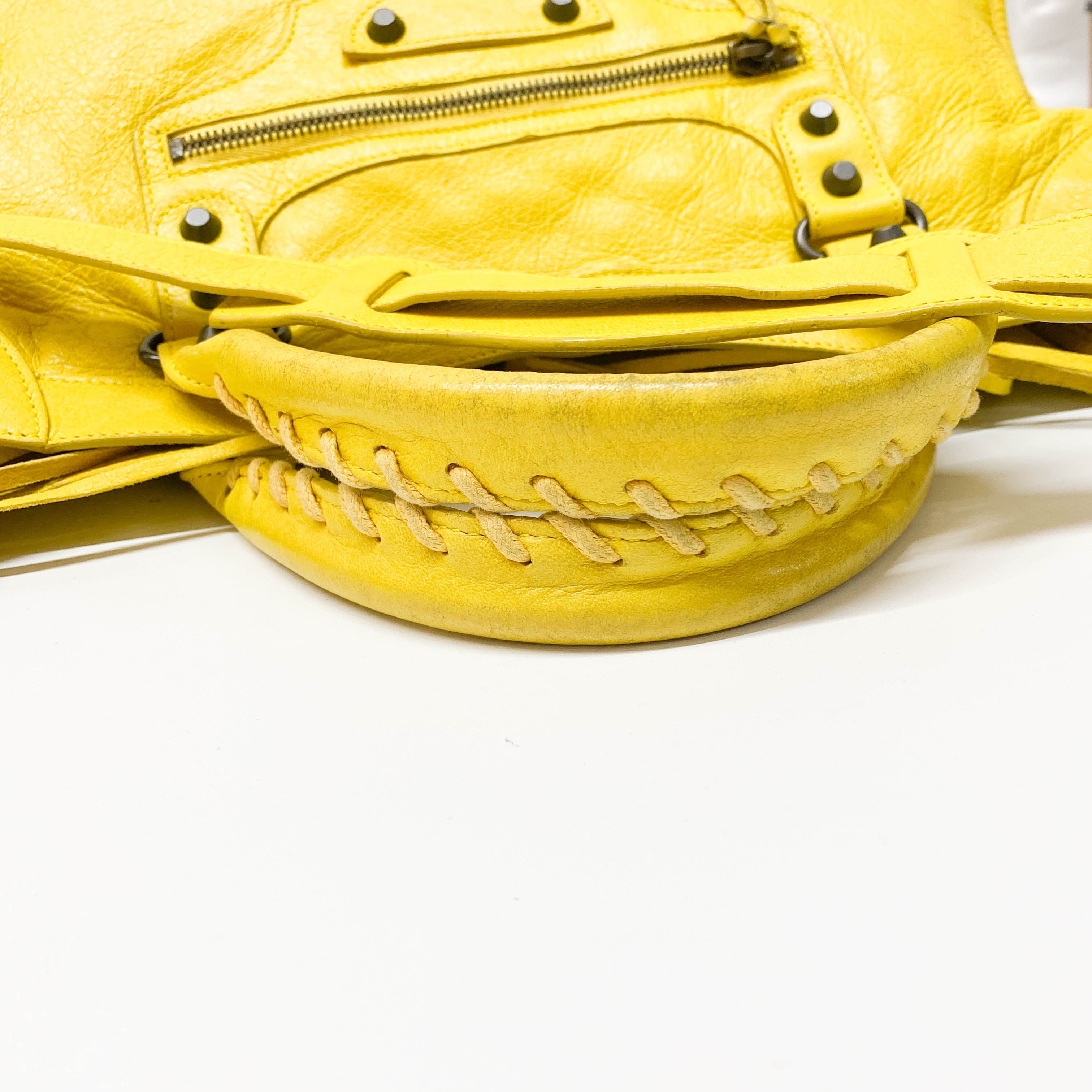 The City Yellow Calfskin Leather Two Way Bag