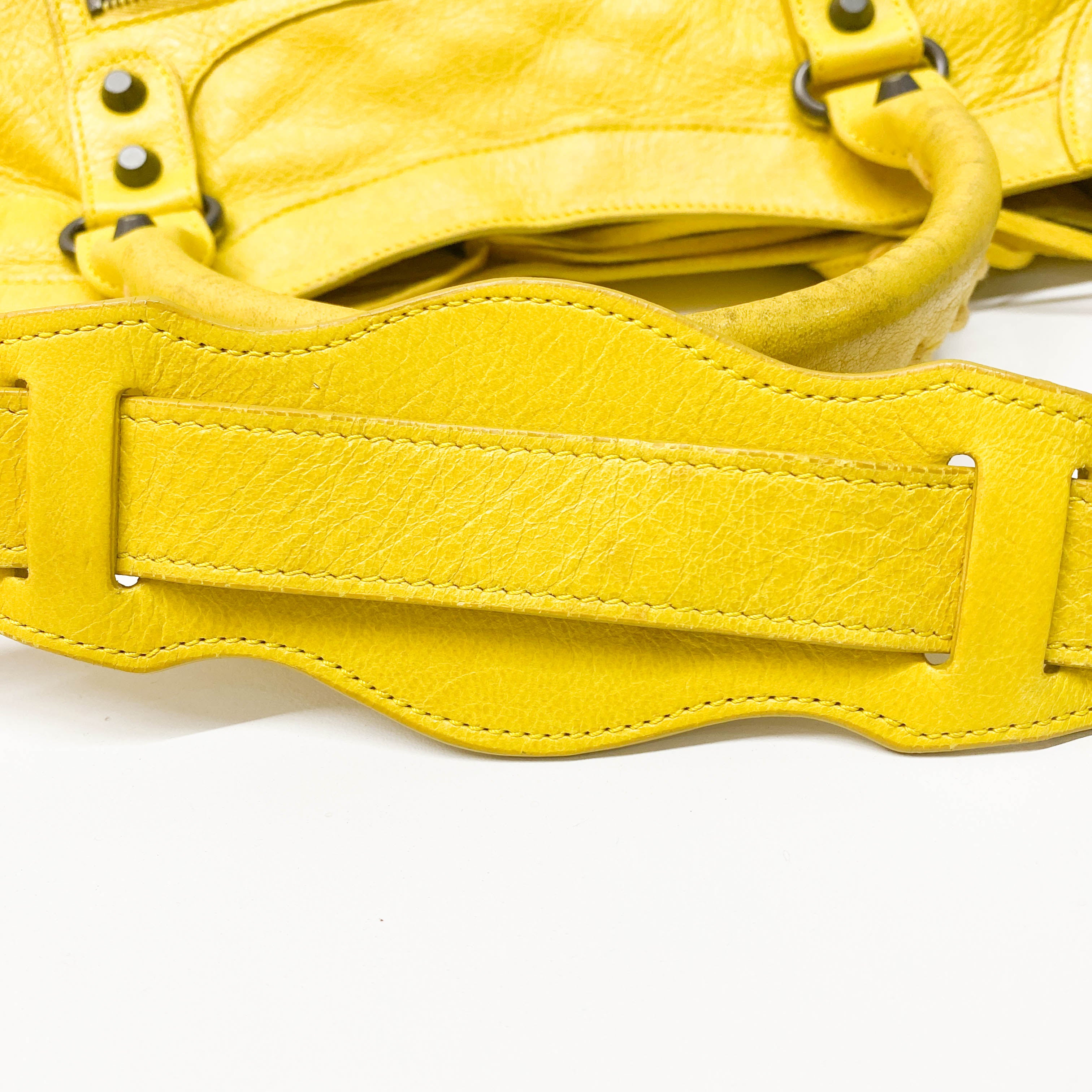 The City Yellow Calfskin Leather Two Way Bag