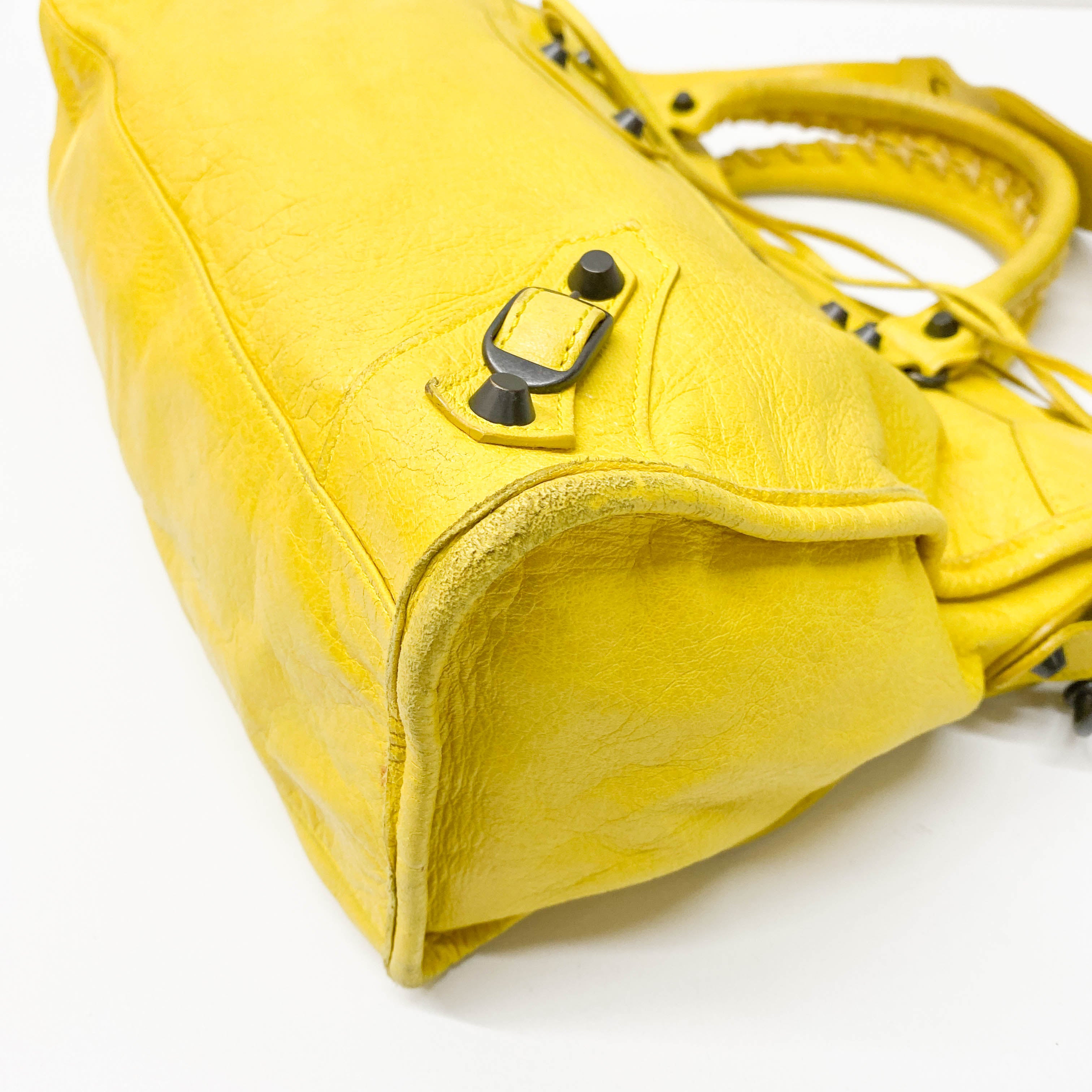 The City Yellow Calfskin Leather Two Way Bag