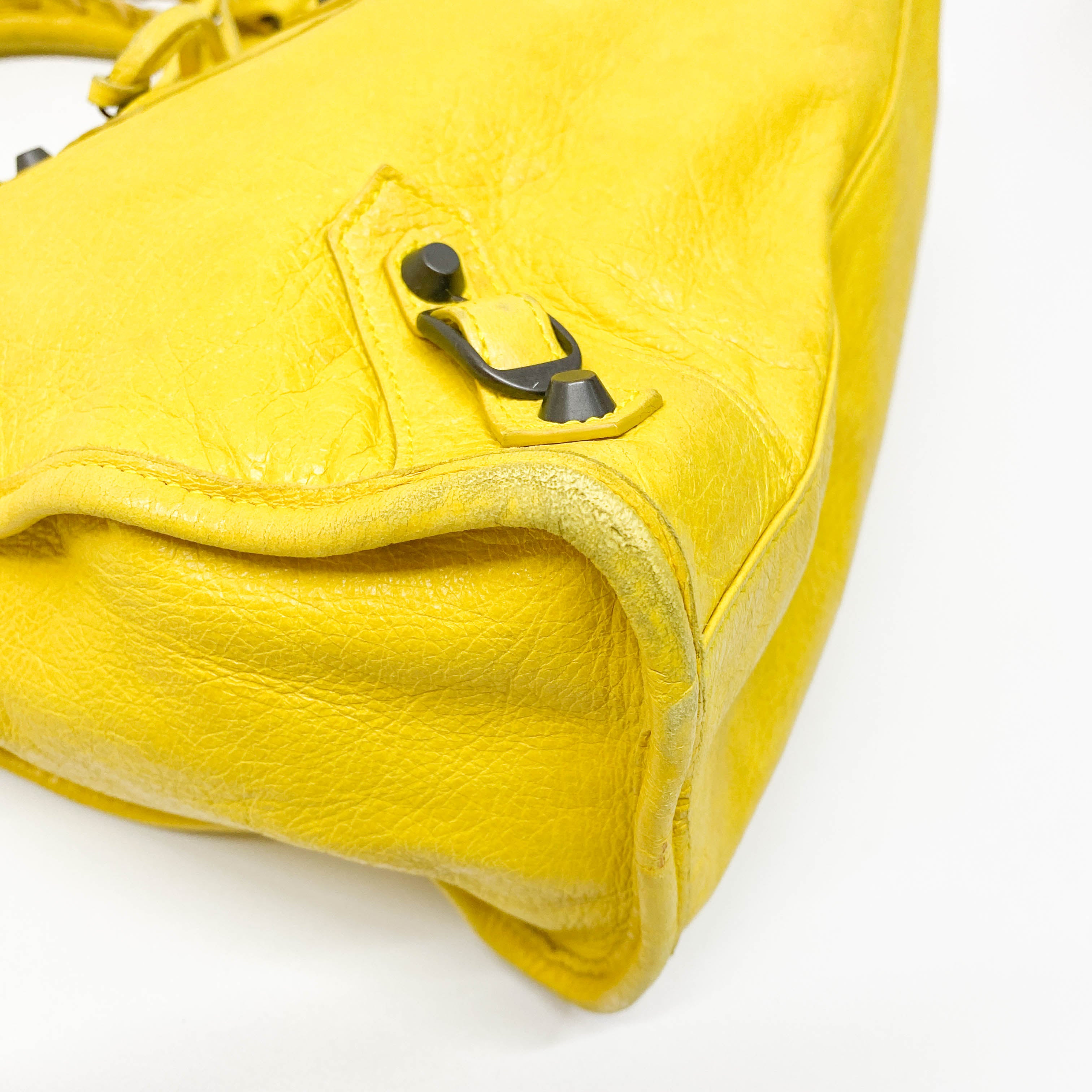 The City Yellow Calfskin Leather Two Way Bag