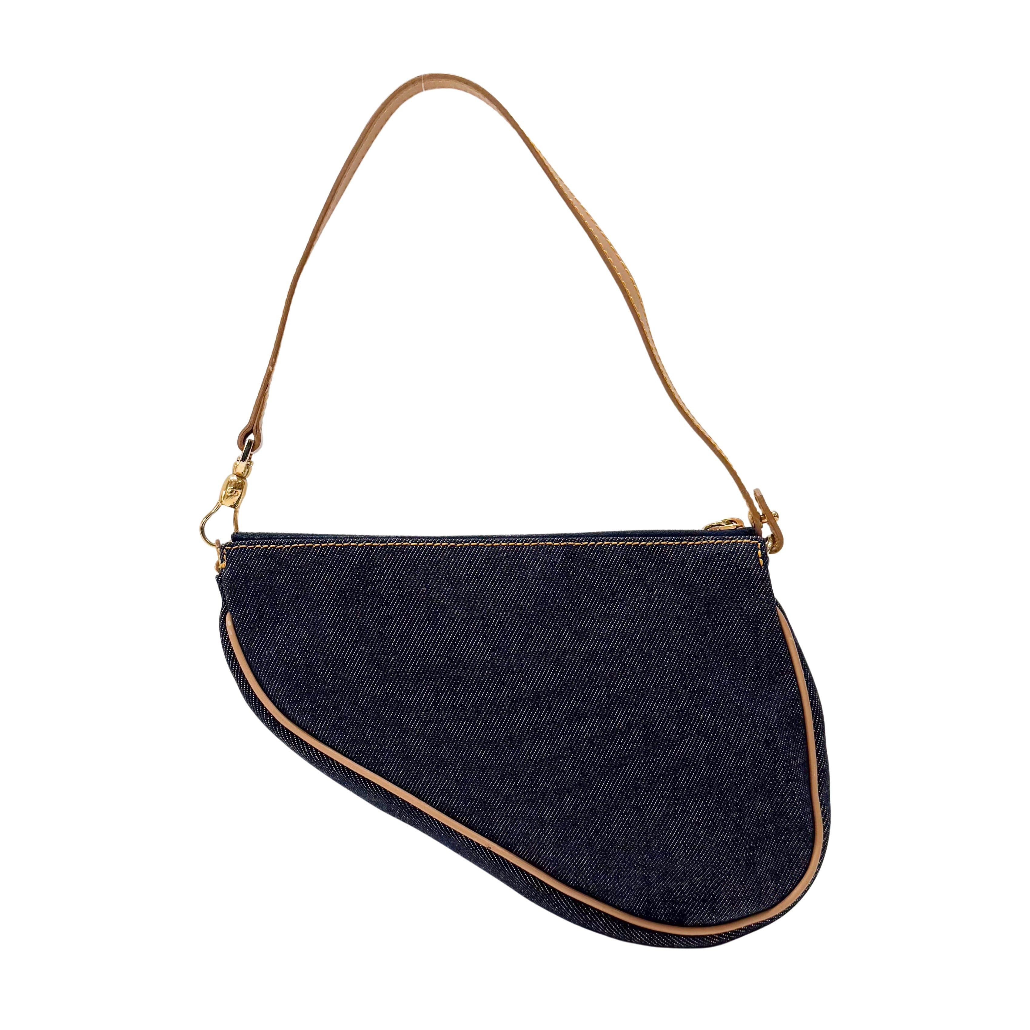 Saddle Blue Denim Shoulder Bag