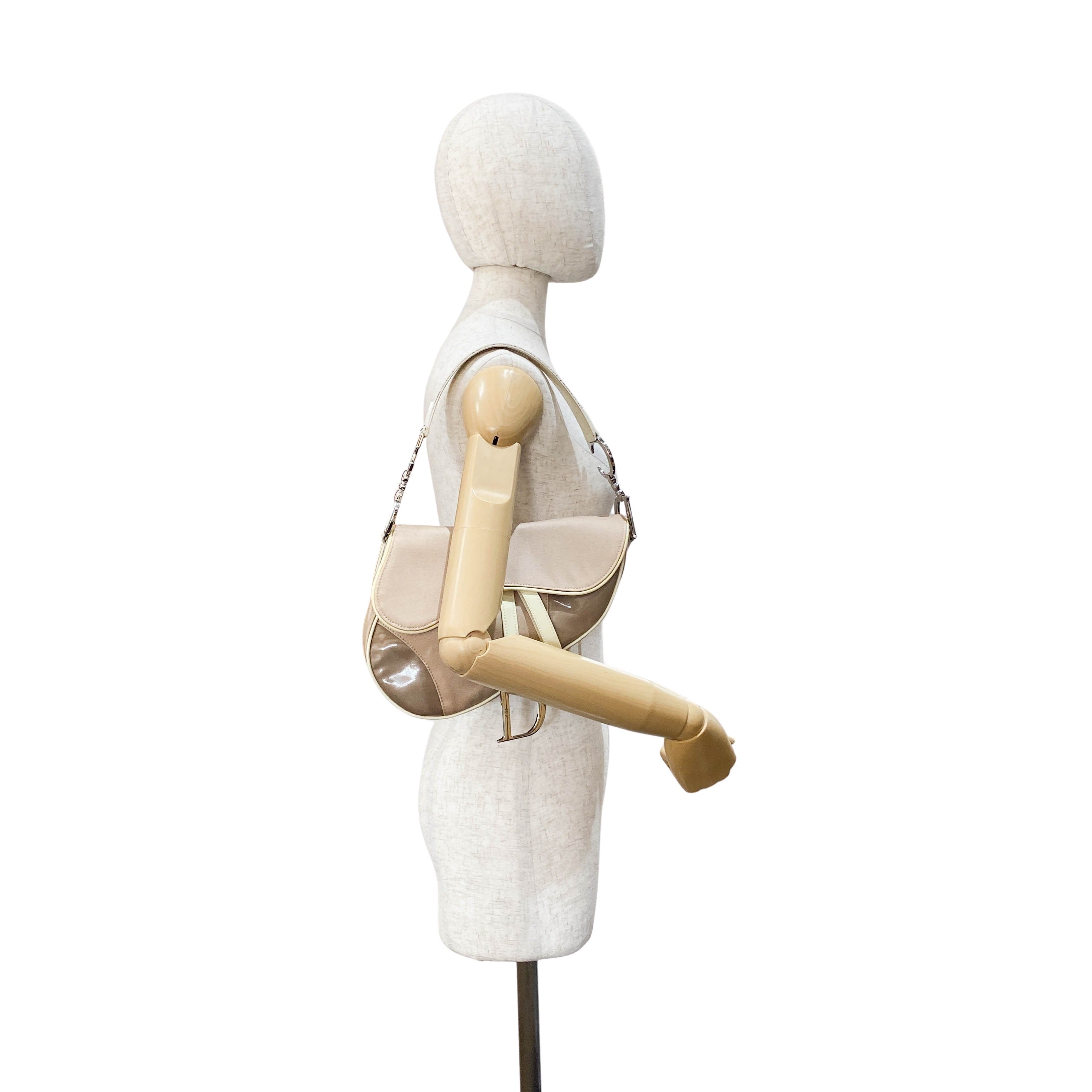 Pink Cotton Canvas Saddle Shoulder Bag