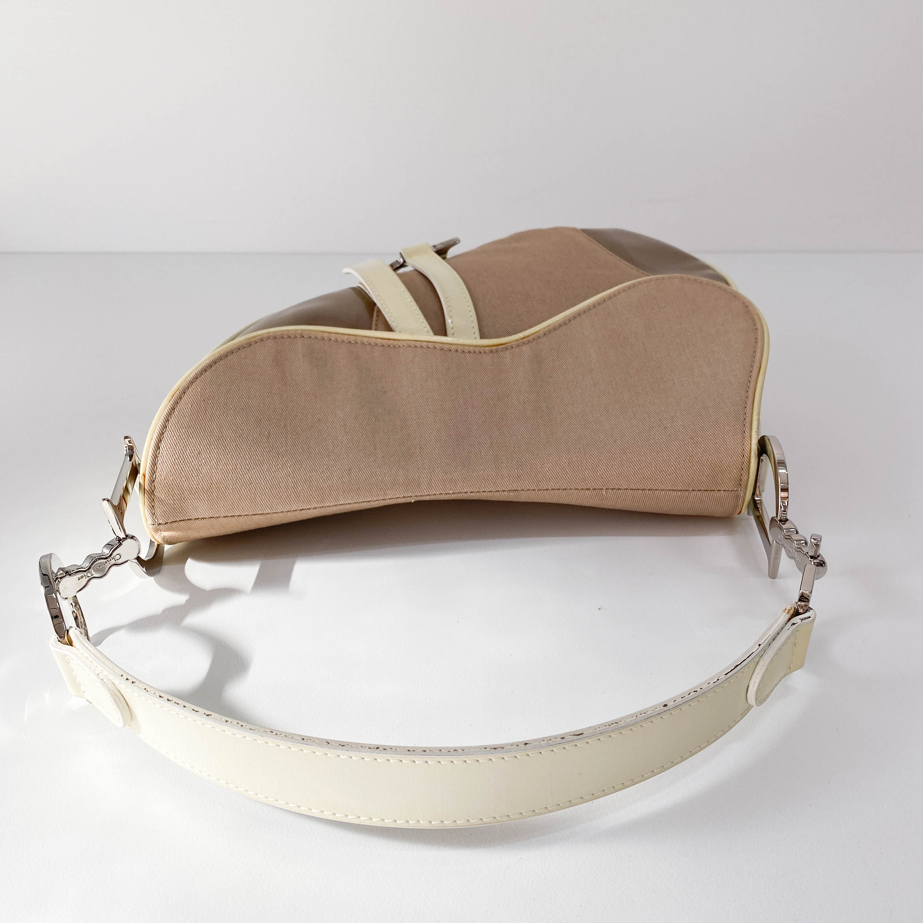 Pink Cotton Canvas Saddle Shoulder Bag