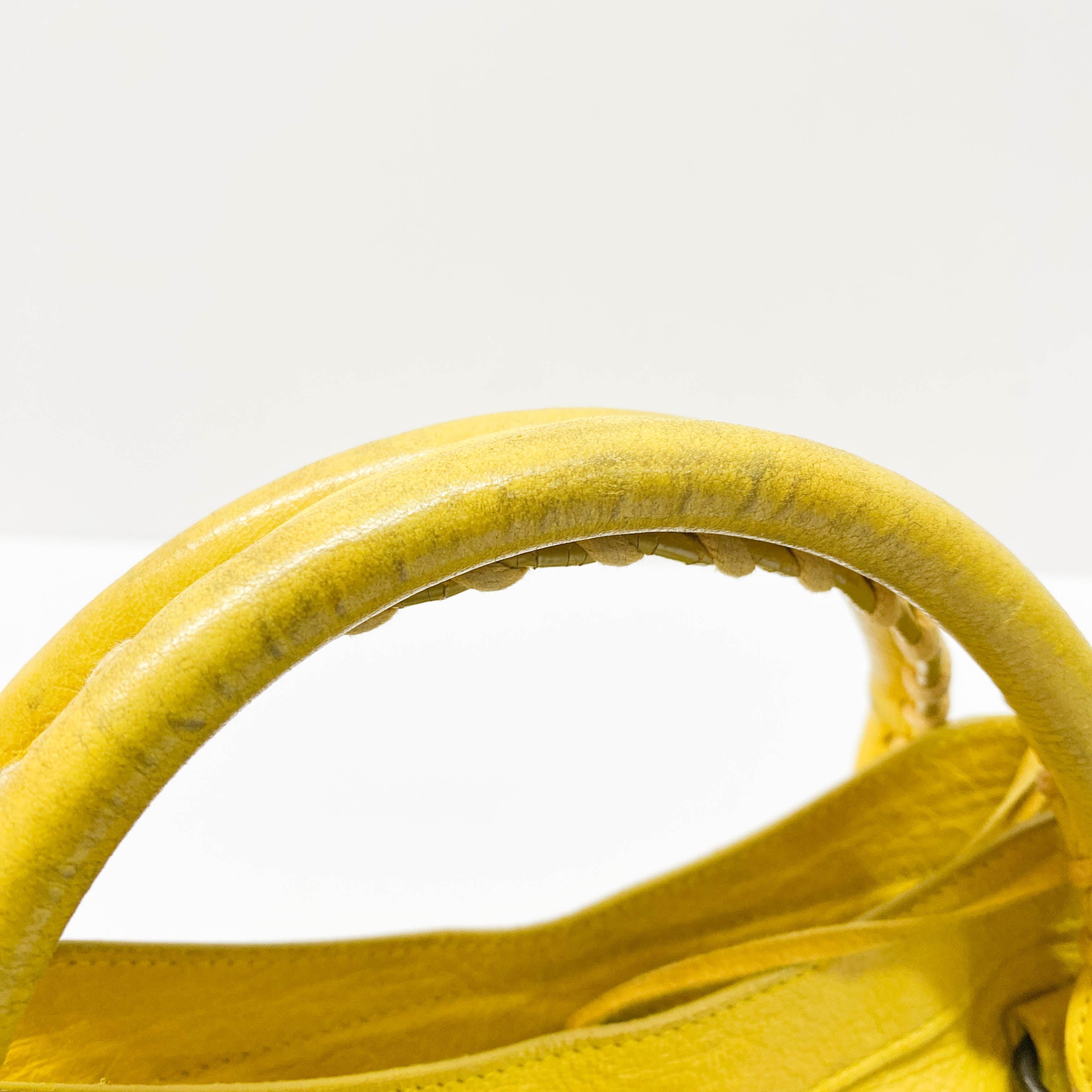 The City Yellow Calfskin Leather Two Way Bag