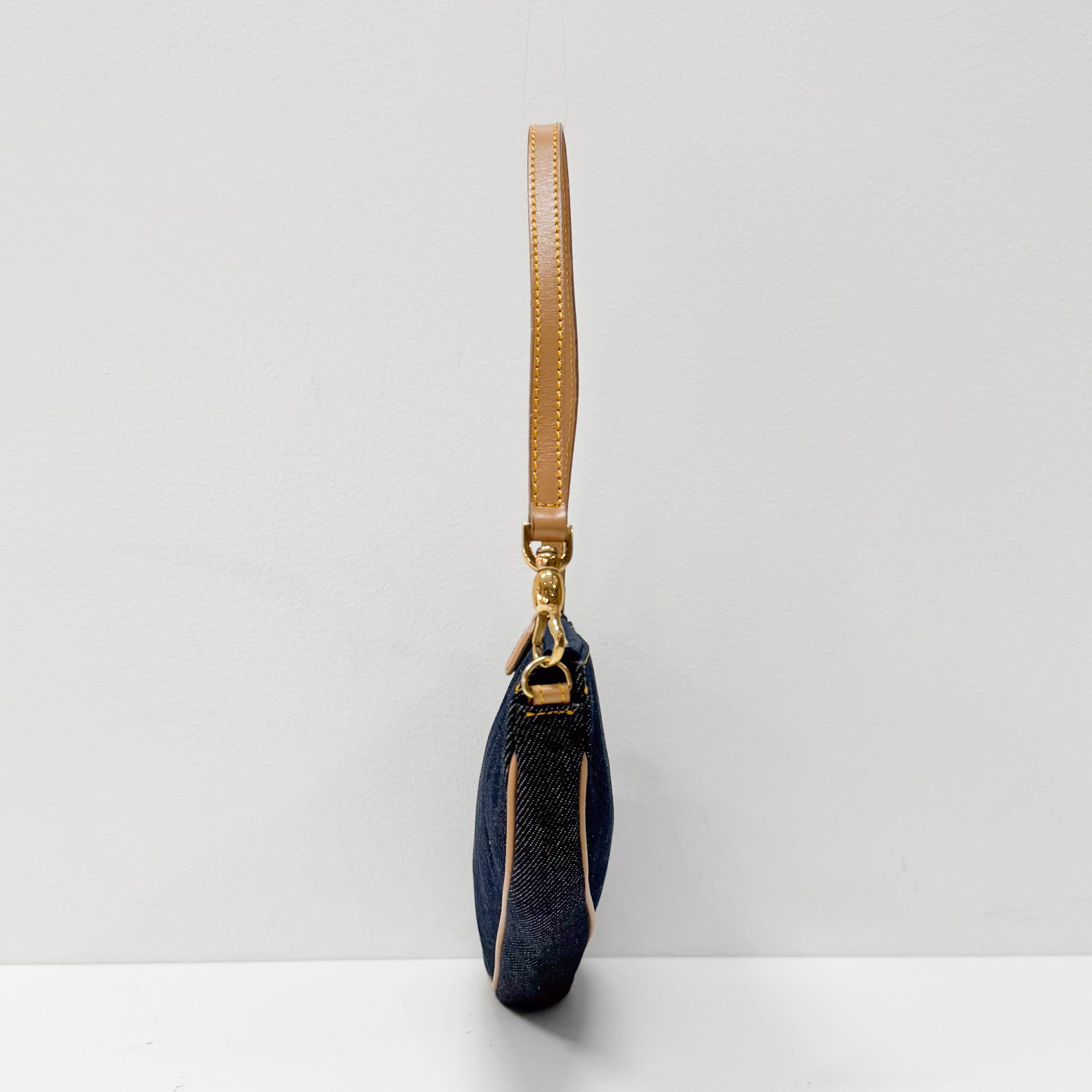 Saddle Blue Denim Shoulder Bag