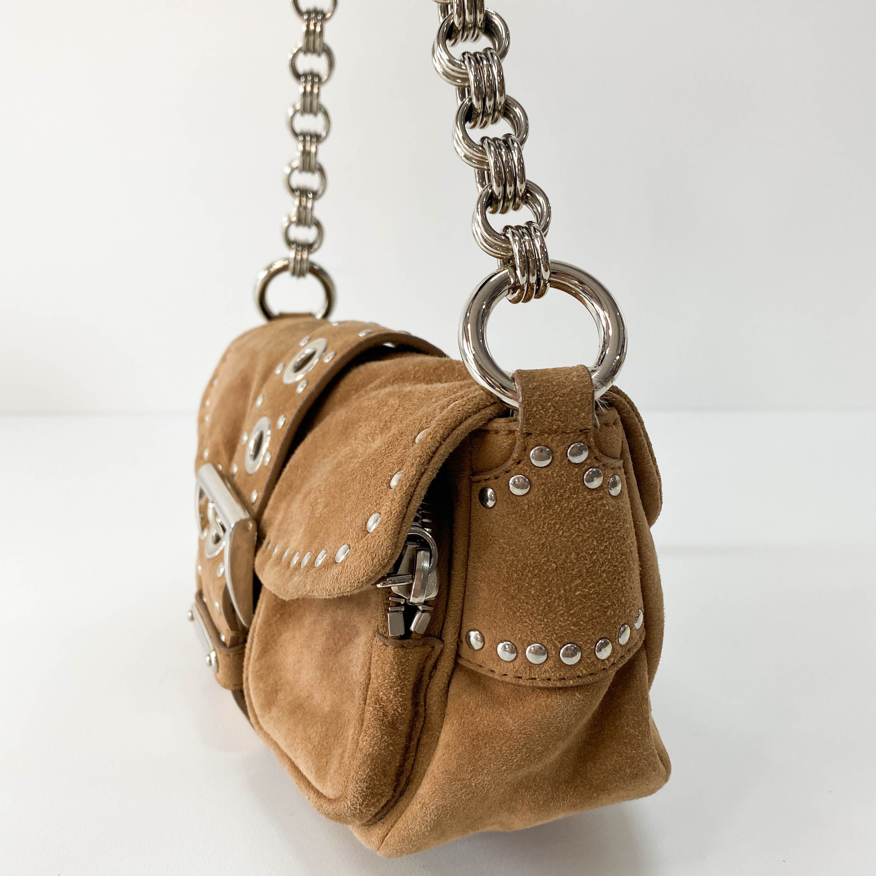 Brown Suede Shoulder Bag