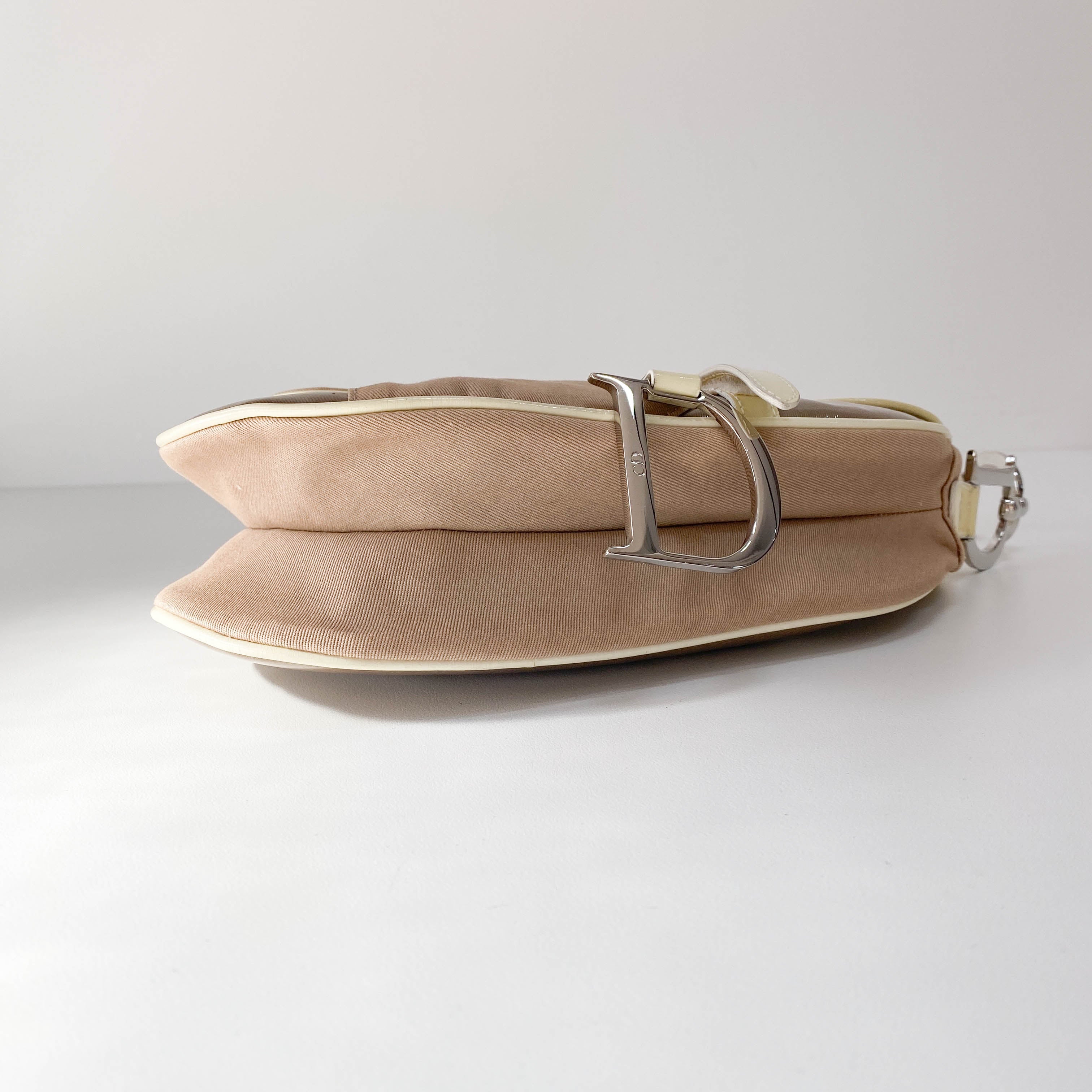 Pink Cotton Canvas Saddle Shoulder Bag