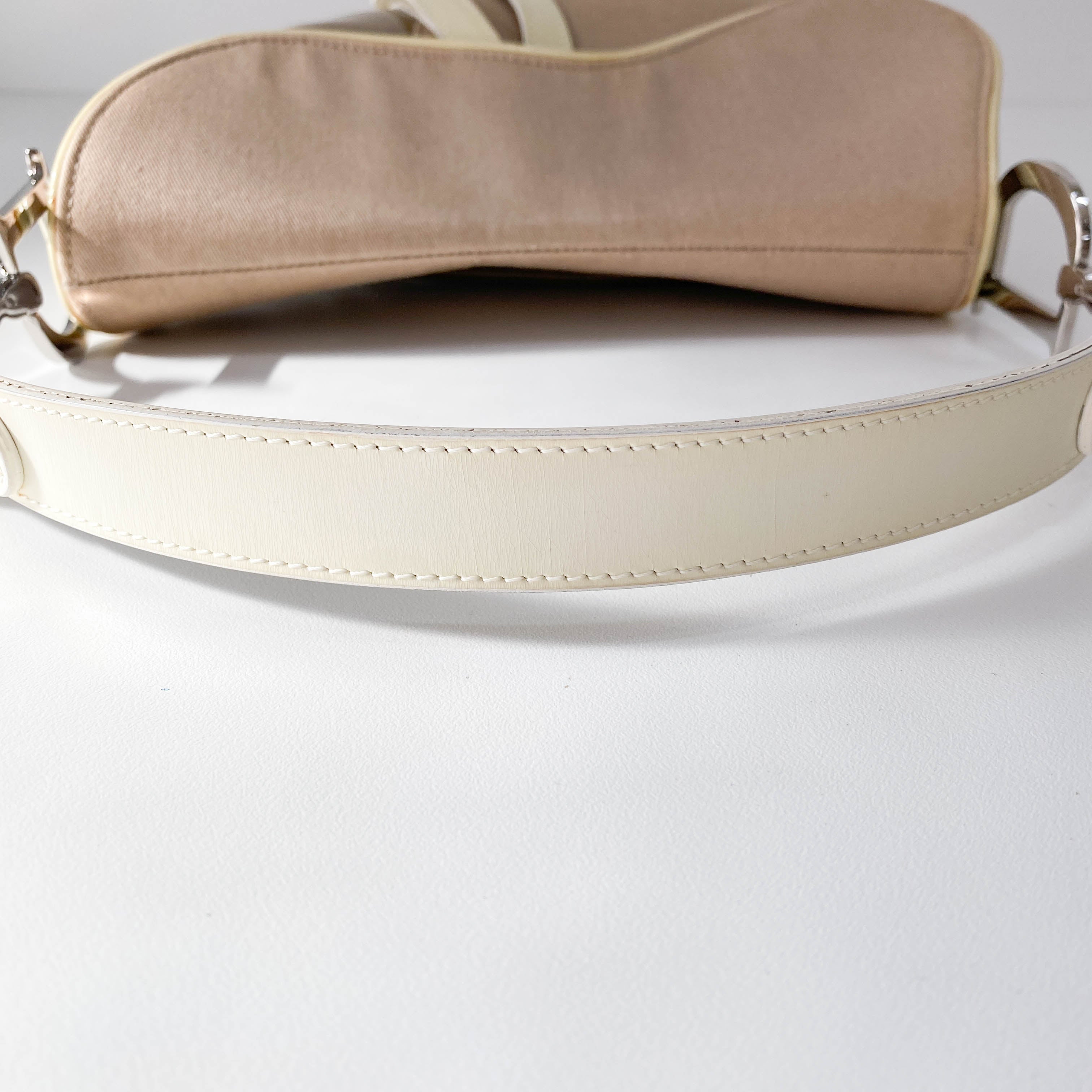 Pink Cotton Canvas Saddle Shoulder Bag