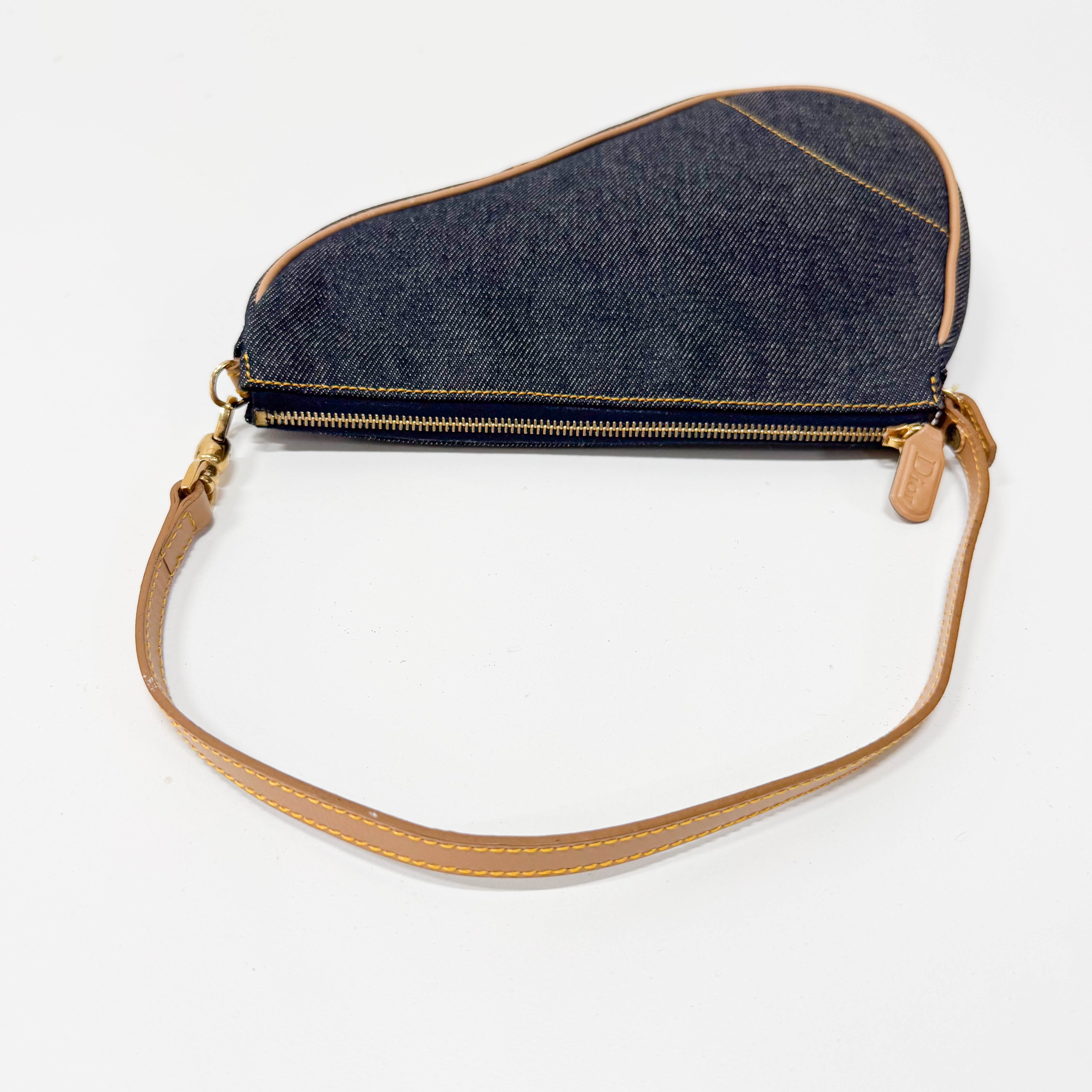 Saddle Blue Denim Shoulder Bag