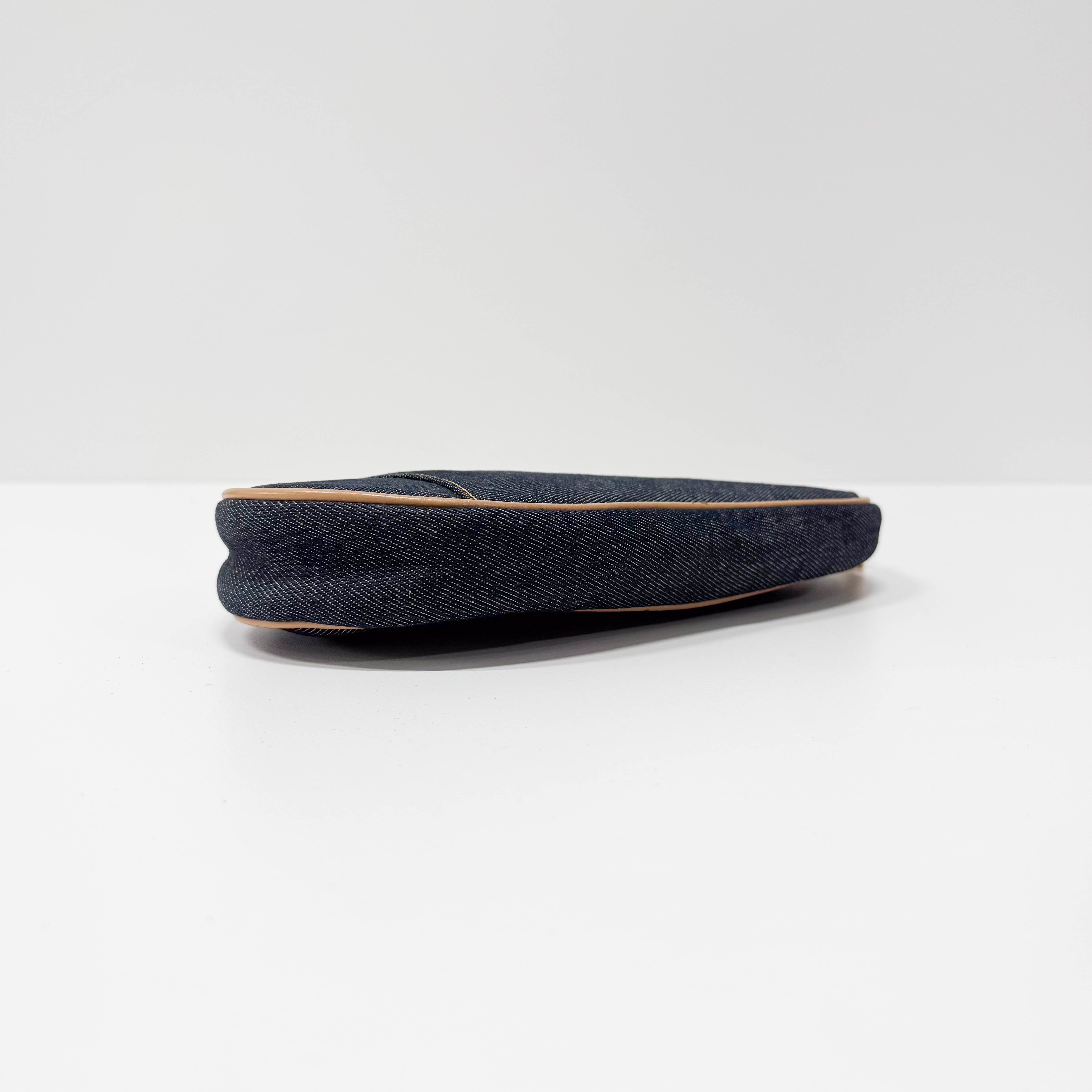 Saddle Blue Denim Shoulder Bag