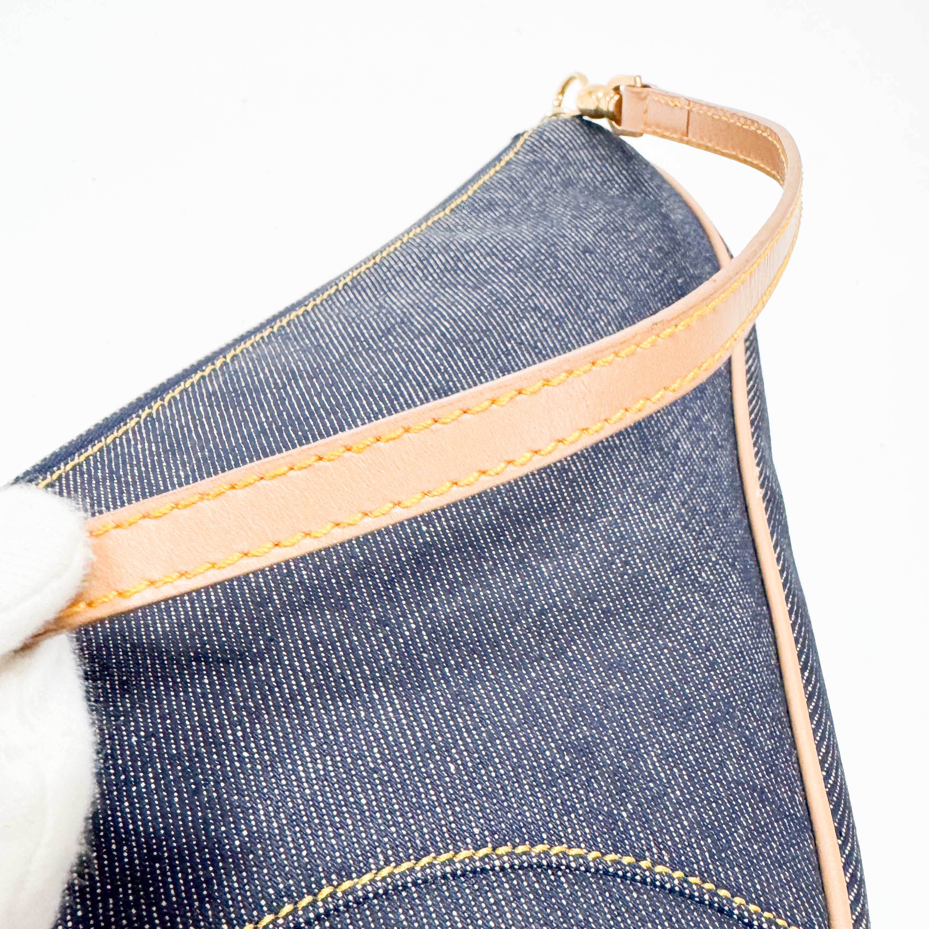 Saddle Blue Denim Shoulder Bag