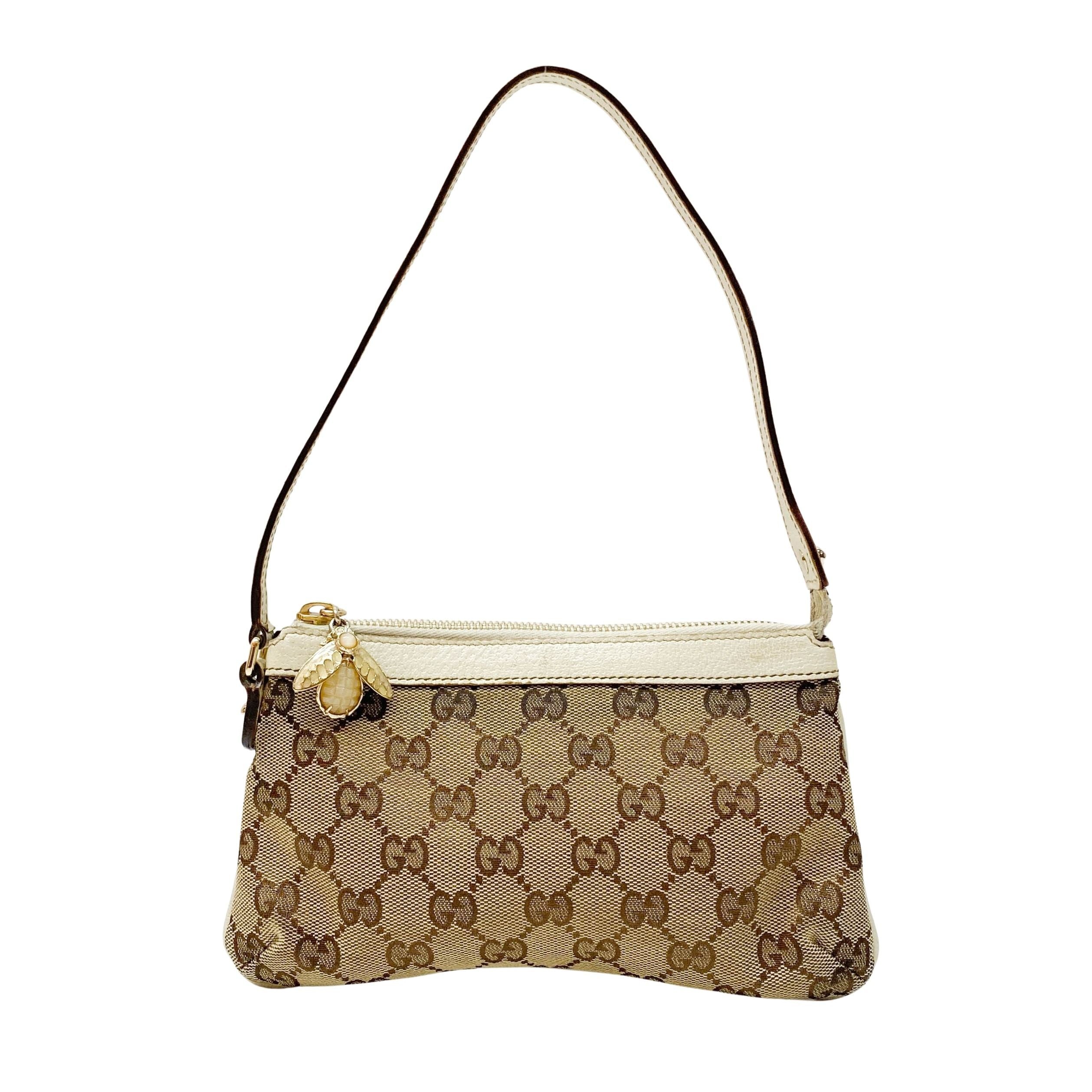GG Brown GG Pochette Bee Charm Shoulder Bag