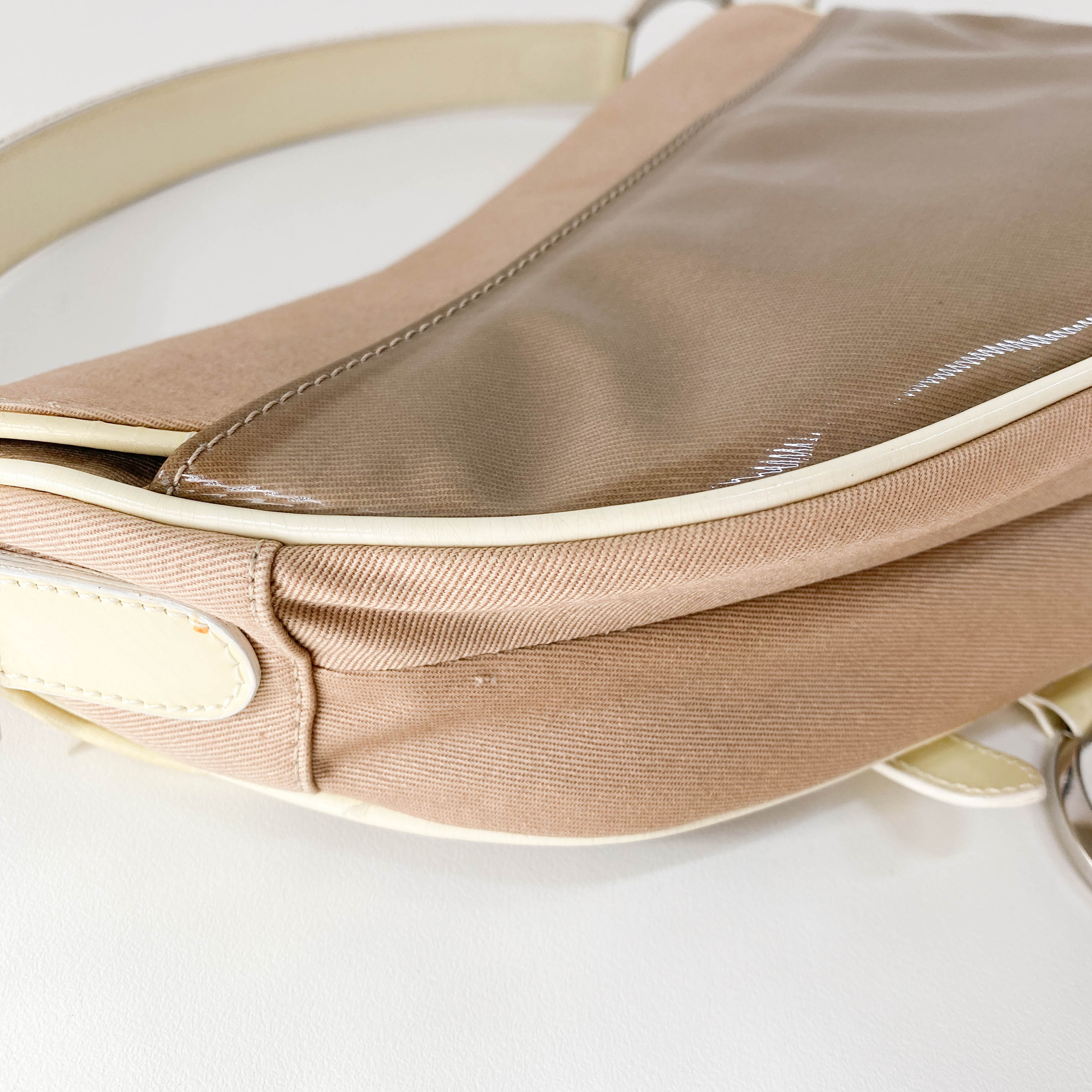 Pink Cotton Canvas Saddle Shoulder Bag