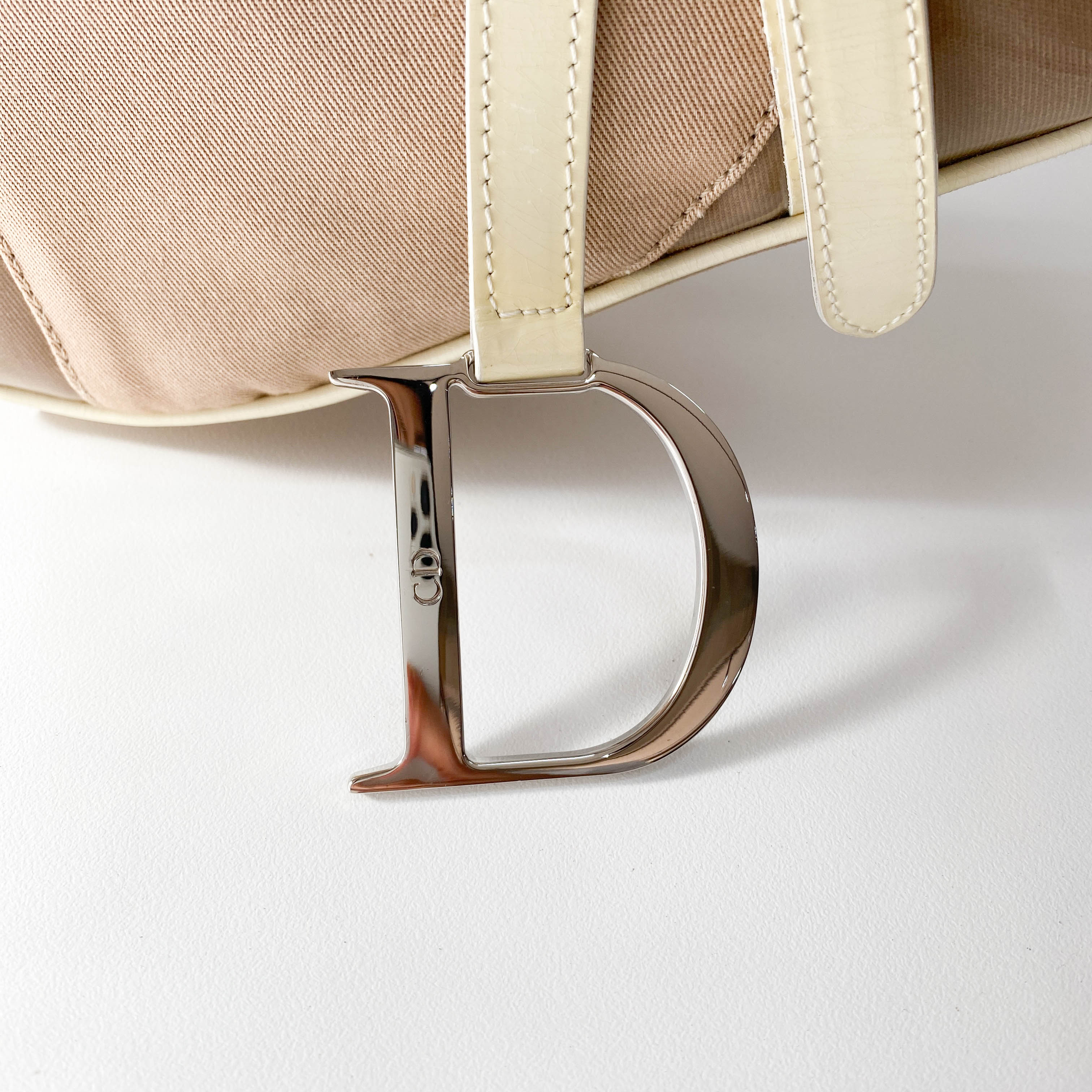 Pink Cotton Canvas Saddle Shoulder Bag