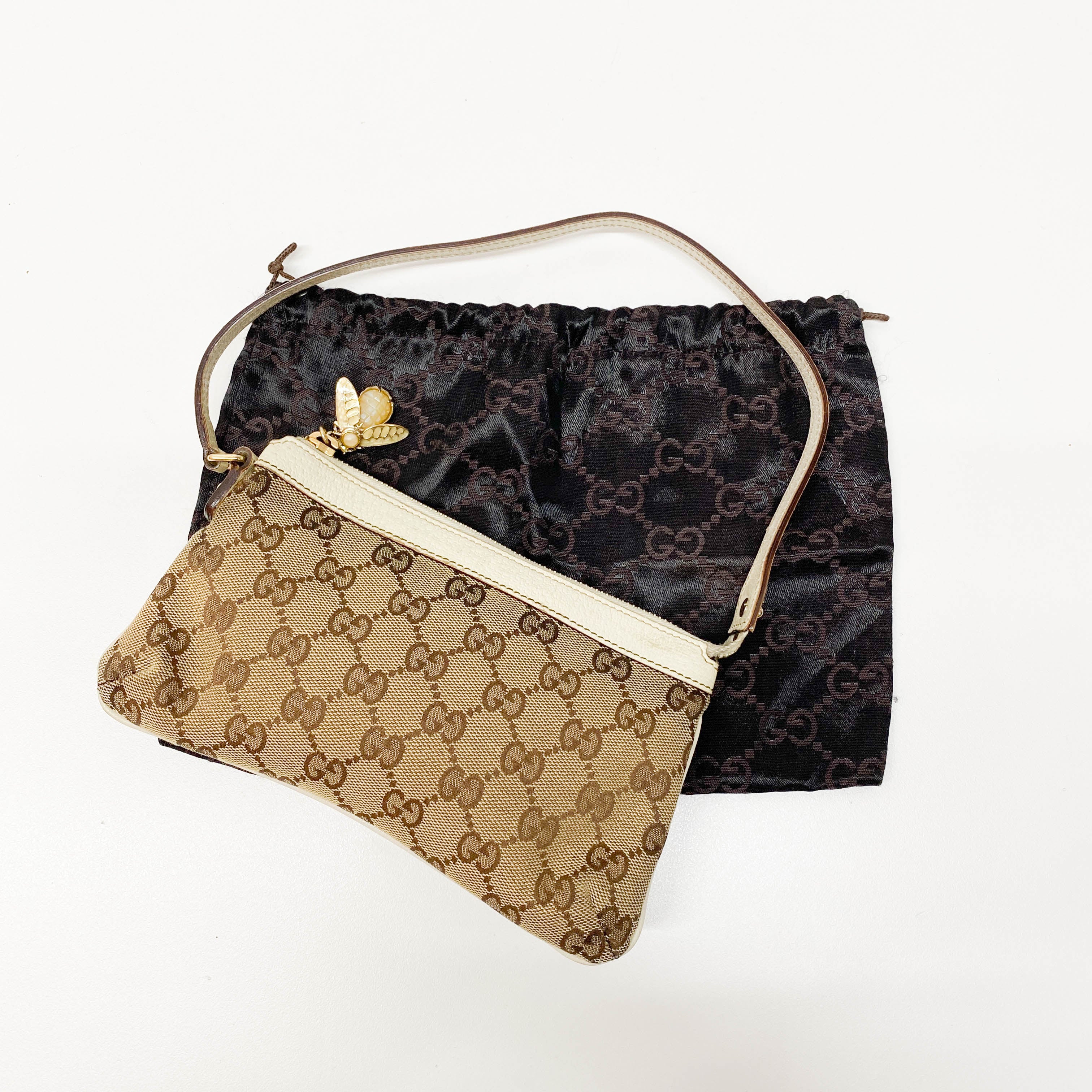 GG Brown GG Pochette Bee Charm Shoulder Bag