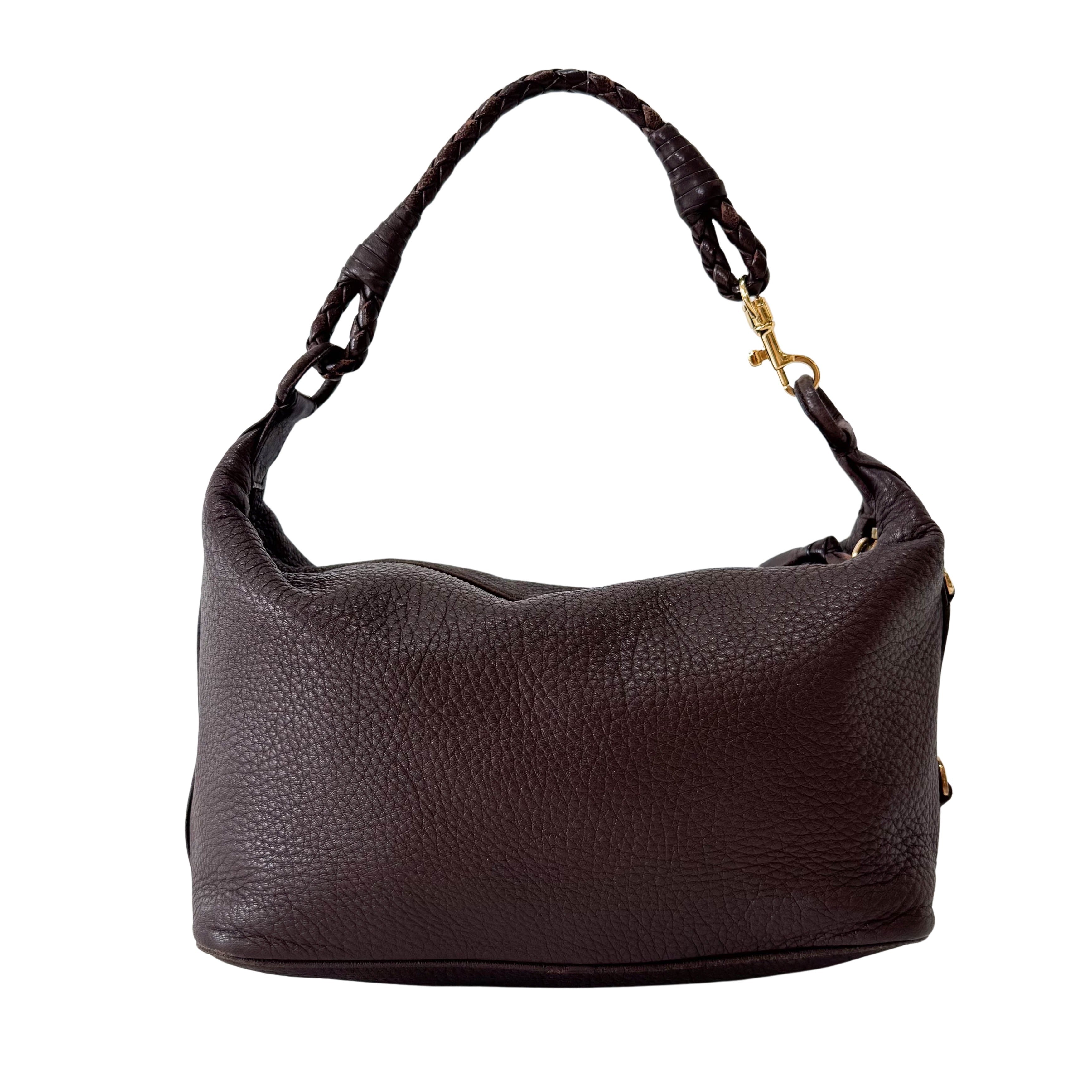 Intrecciato Brown Mini Leather Shoulder Bag