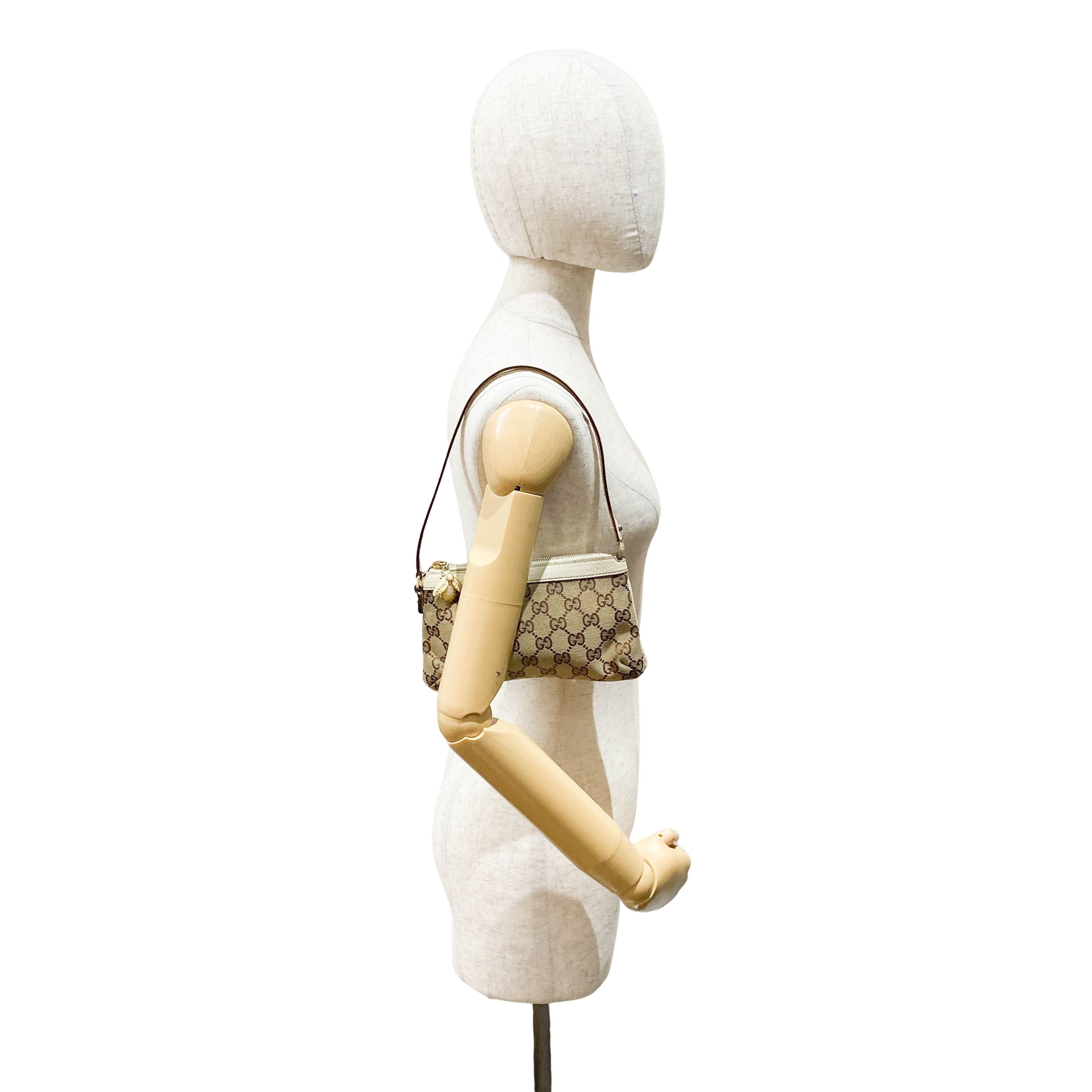 GG Brown GG Pochette Bee Charm Shoulder Bag