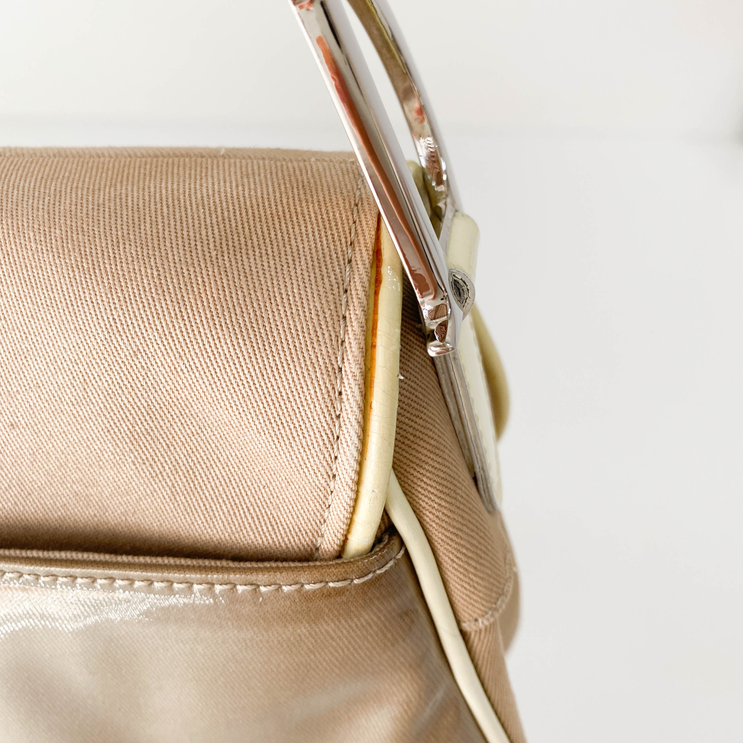 Pink Cotton Canvas Saddle Shoulder Bag