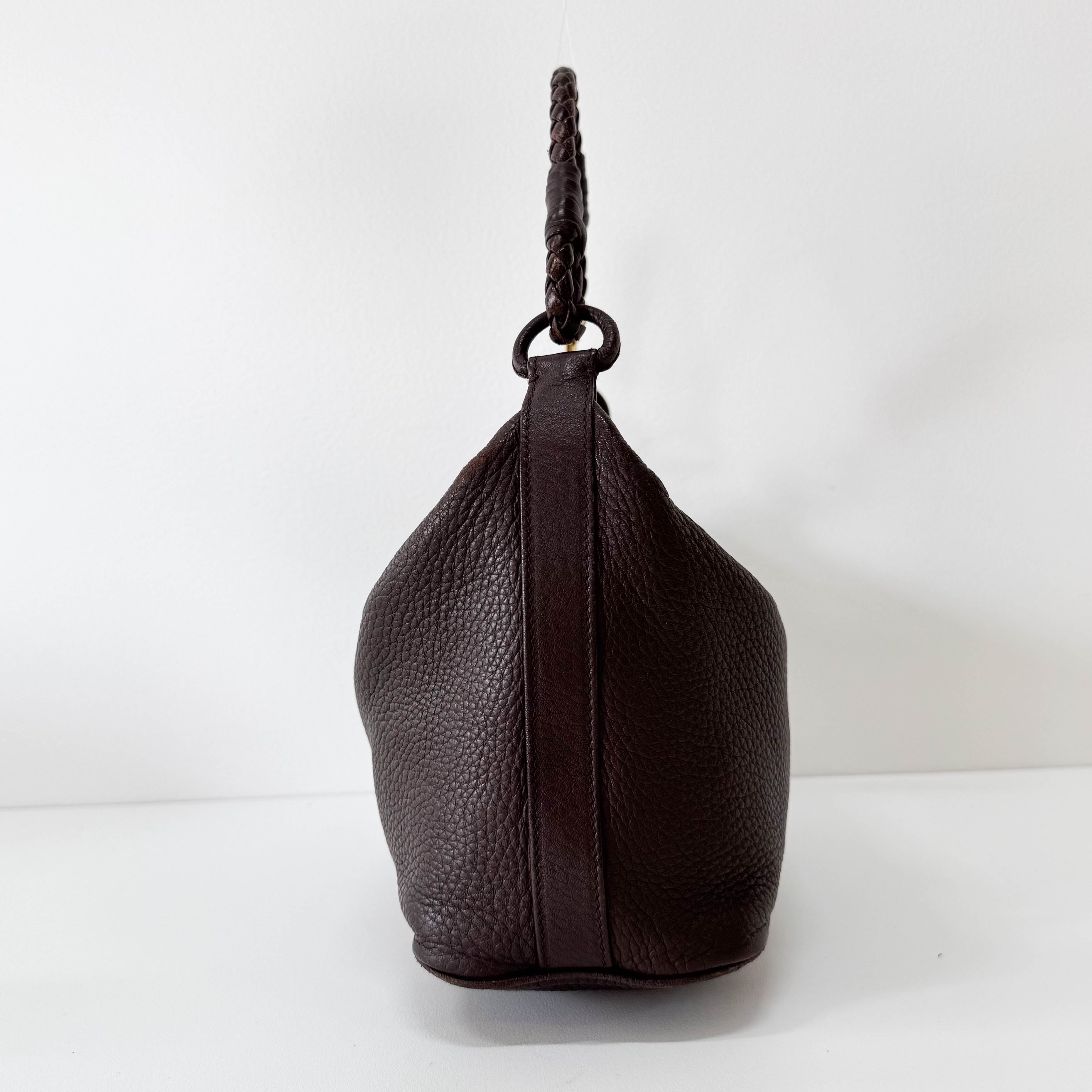 Intrecciato Brown Mini Leather Shoulder Bag