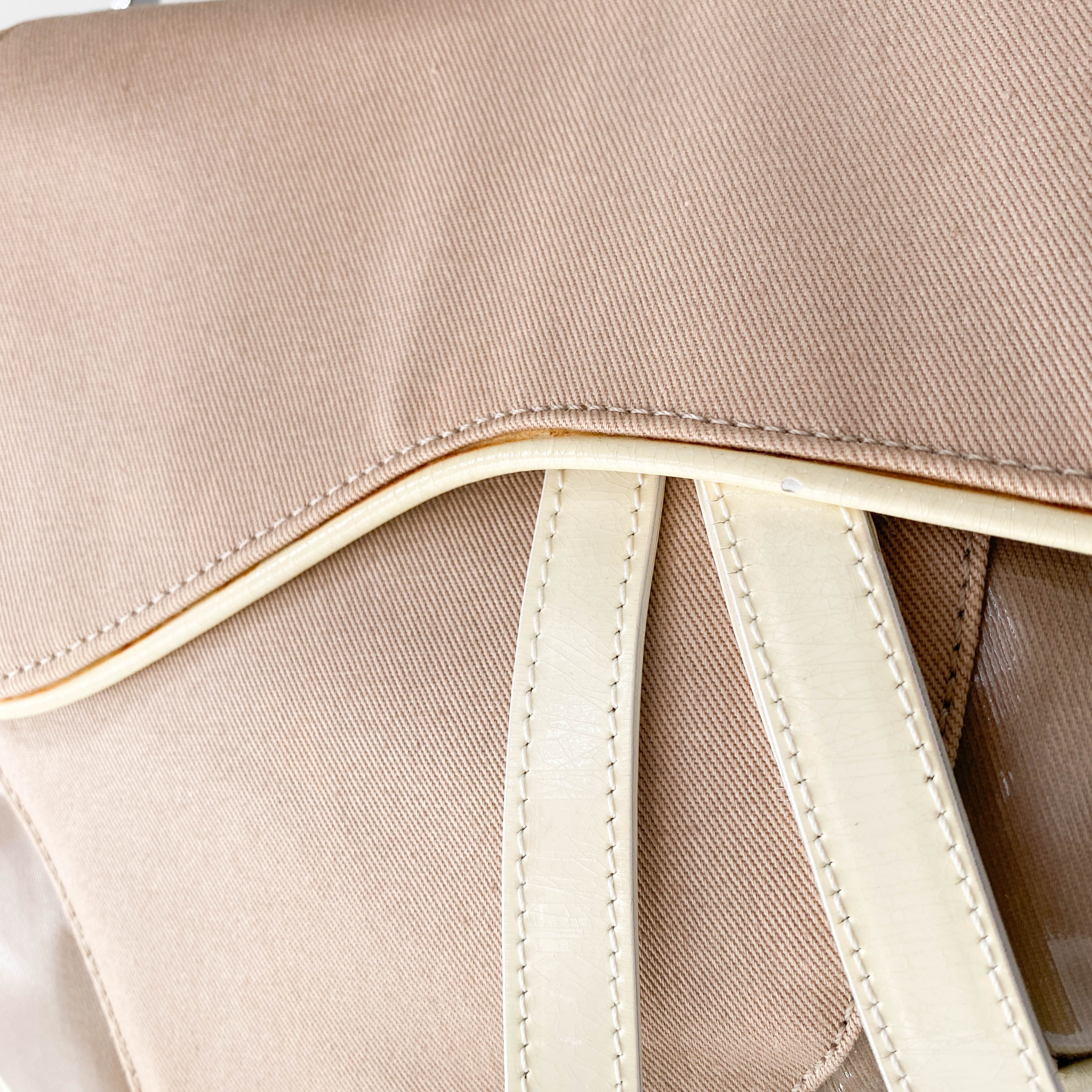 Pink Cotton Canvas Saddle Shoulder Bag