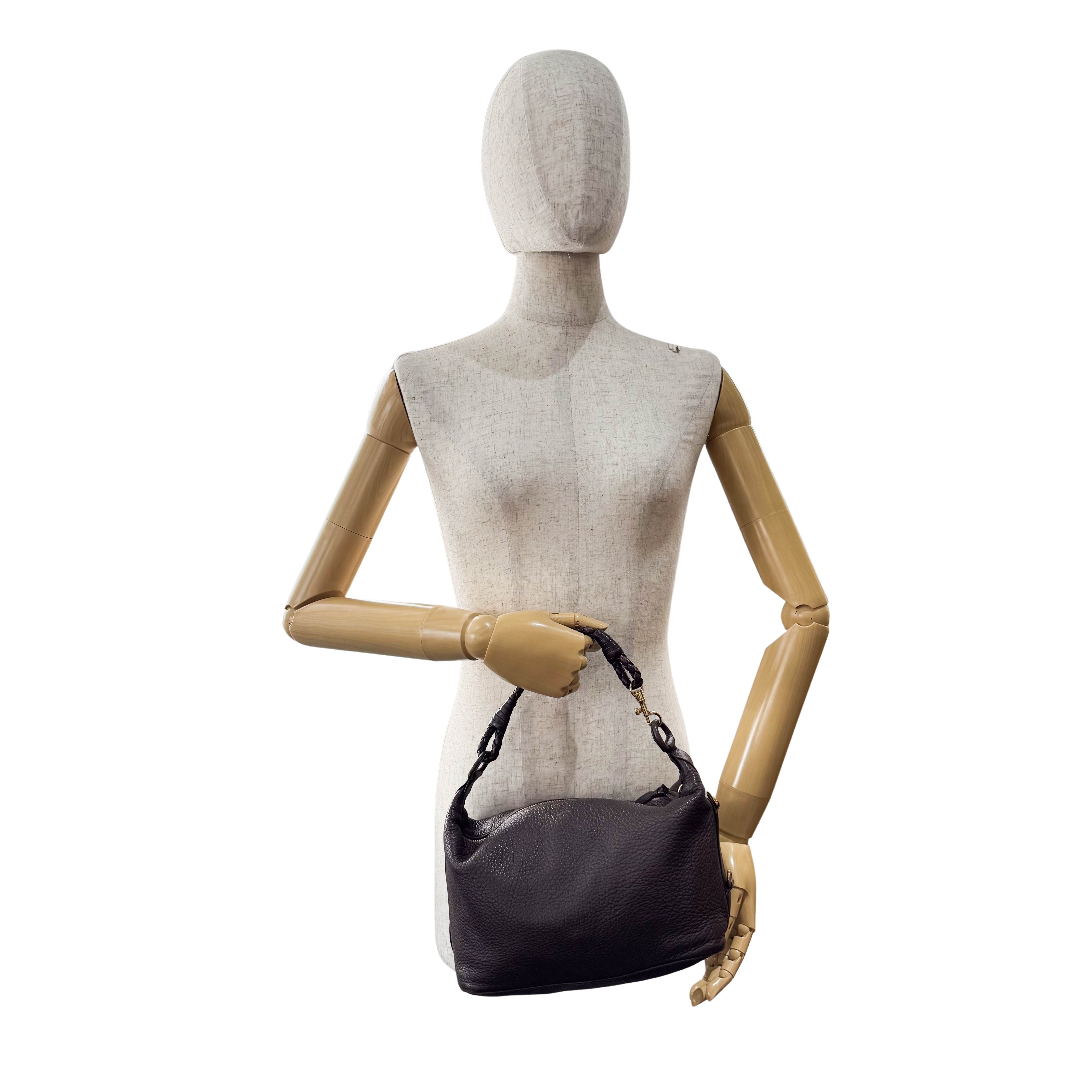 Intrecciato Brown Mini Leather Shoulder Bag