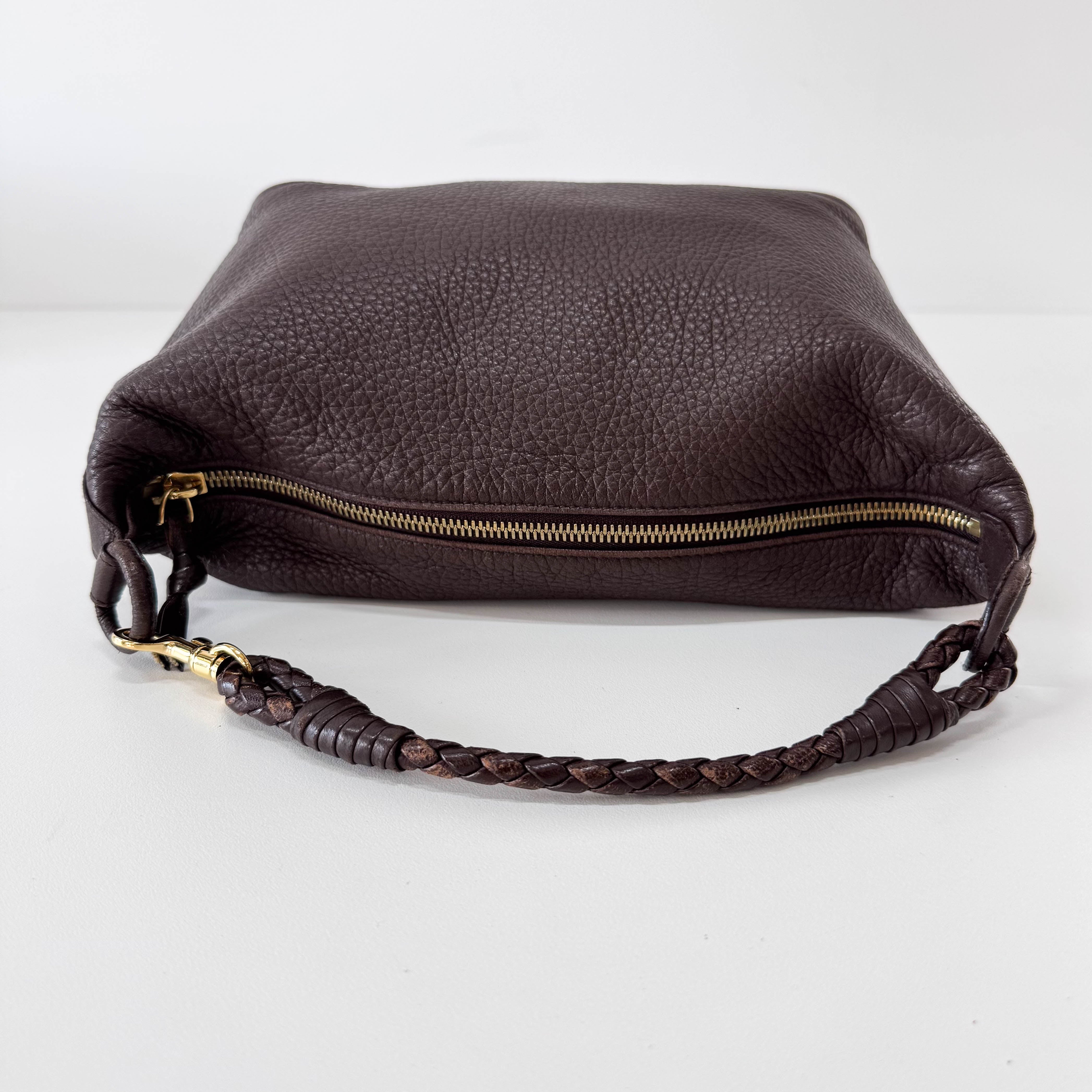 Intrecciato Brown Mini Leather Shoulder Bag