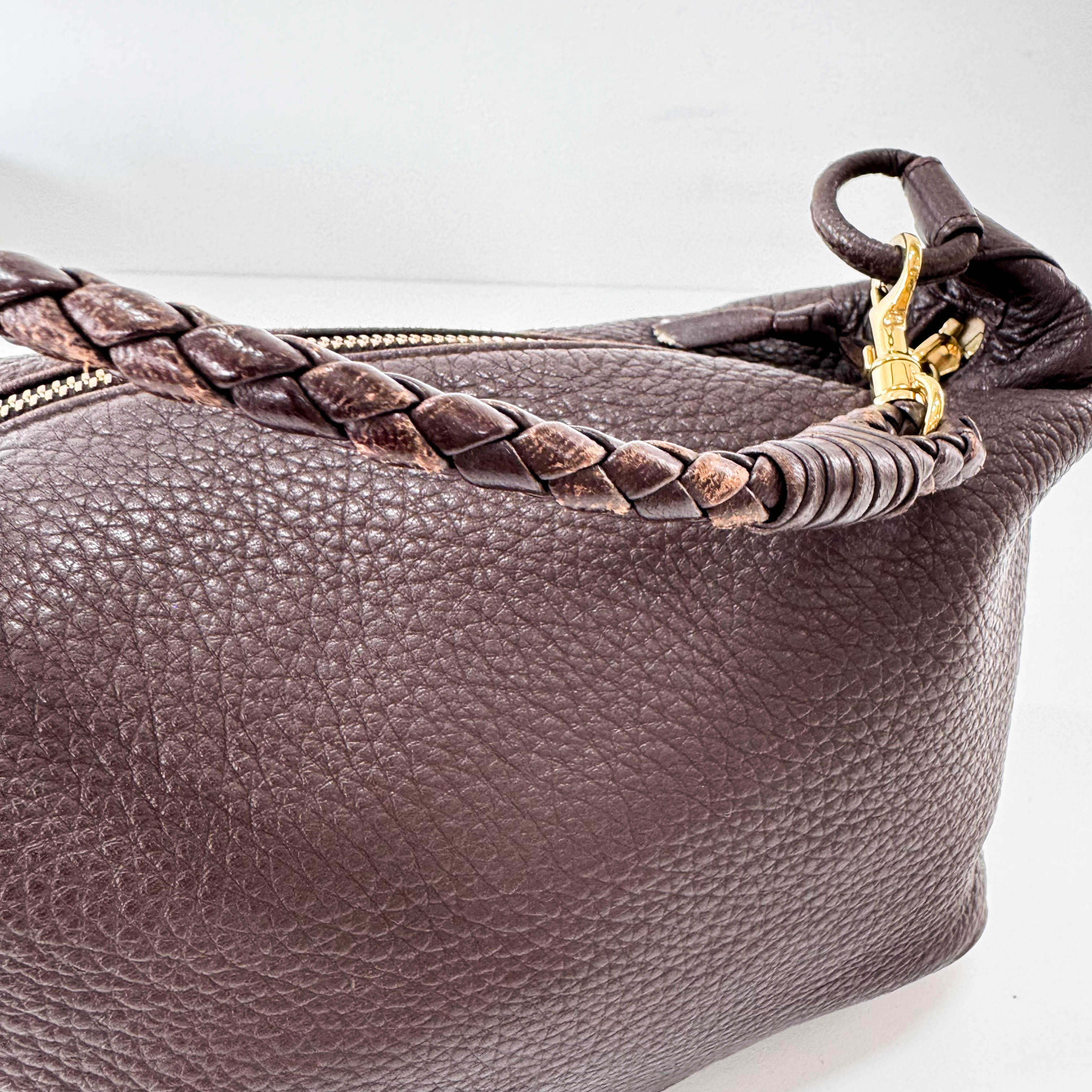 Intrecciato Brown Mini Leather Shoulder Bag