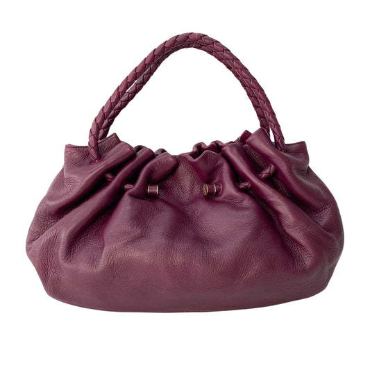 Braided Handle Burgundy Leather Bag