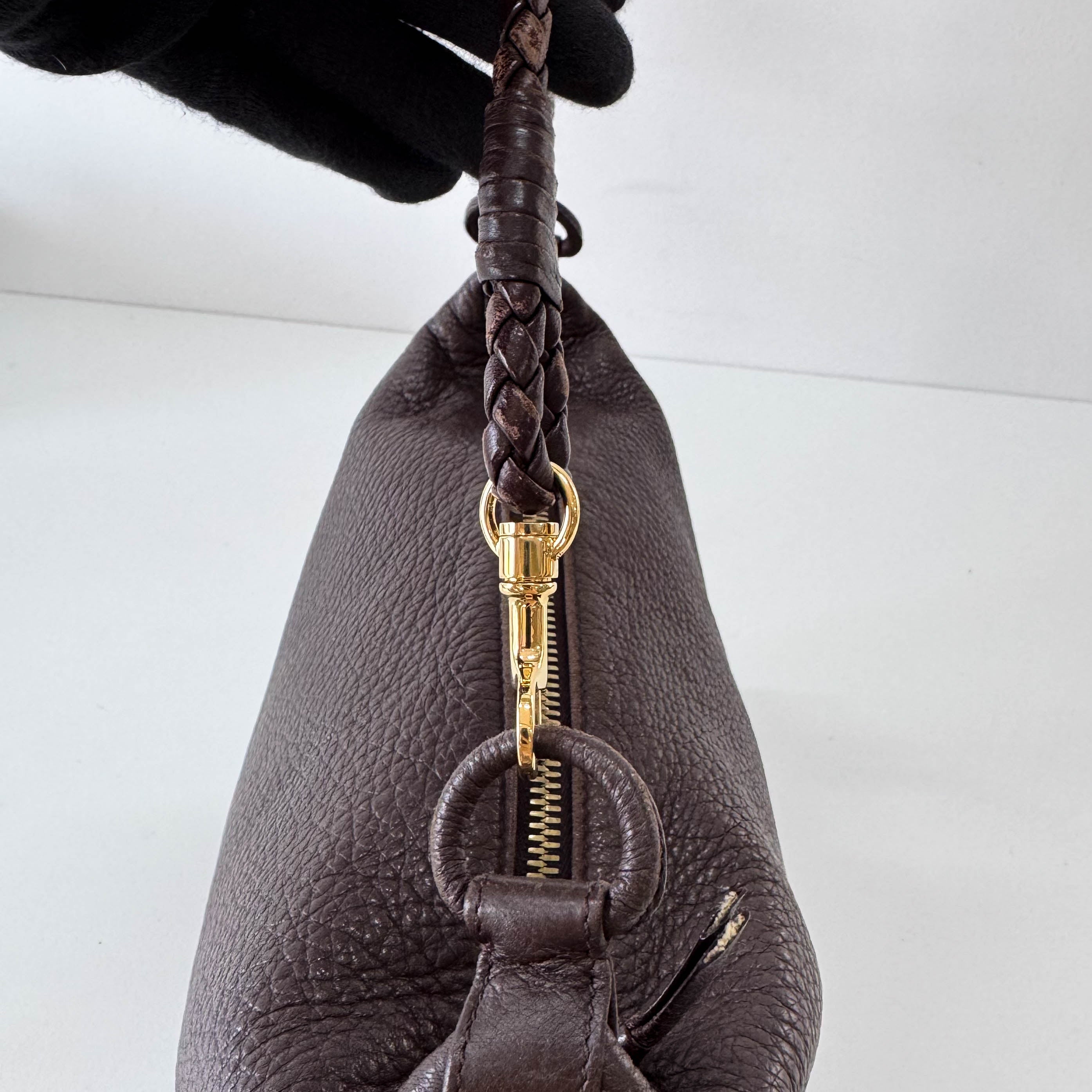 Intrecciato Brown Mini Leather Shoulder Bag