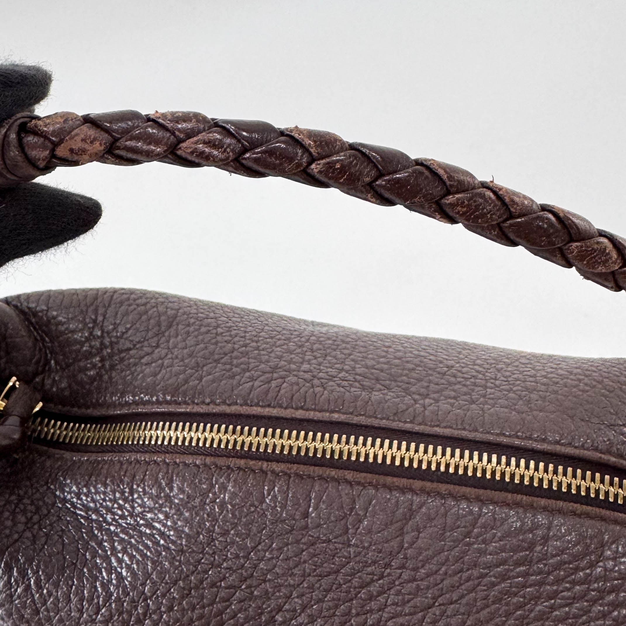 Intrecciato Brown Mini Leather Shoulder Bag