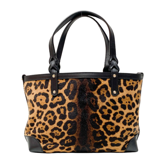 Brown Leopard Print Pony Hair Shoulder Bag