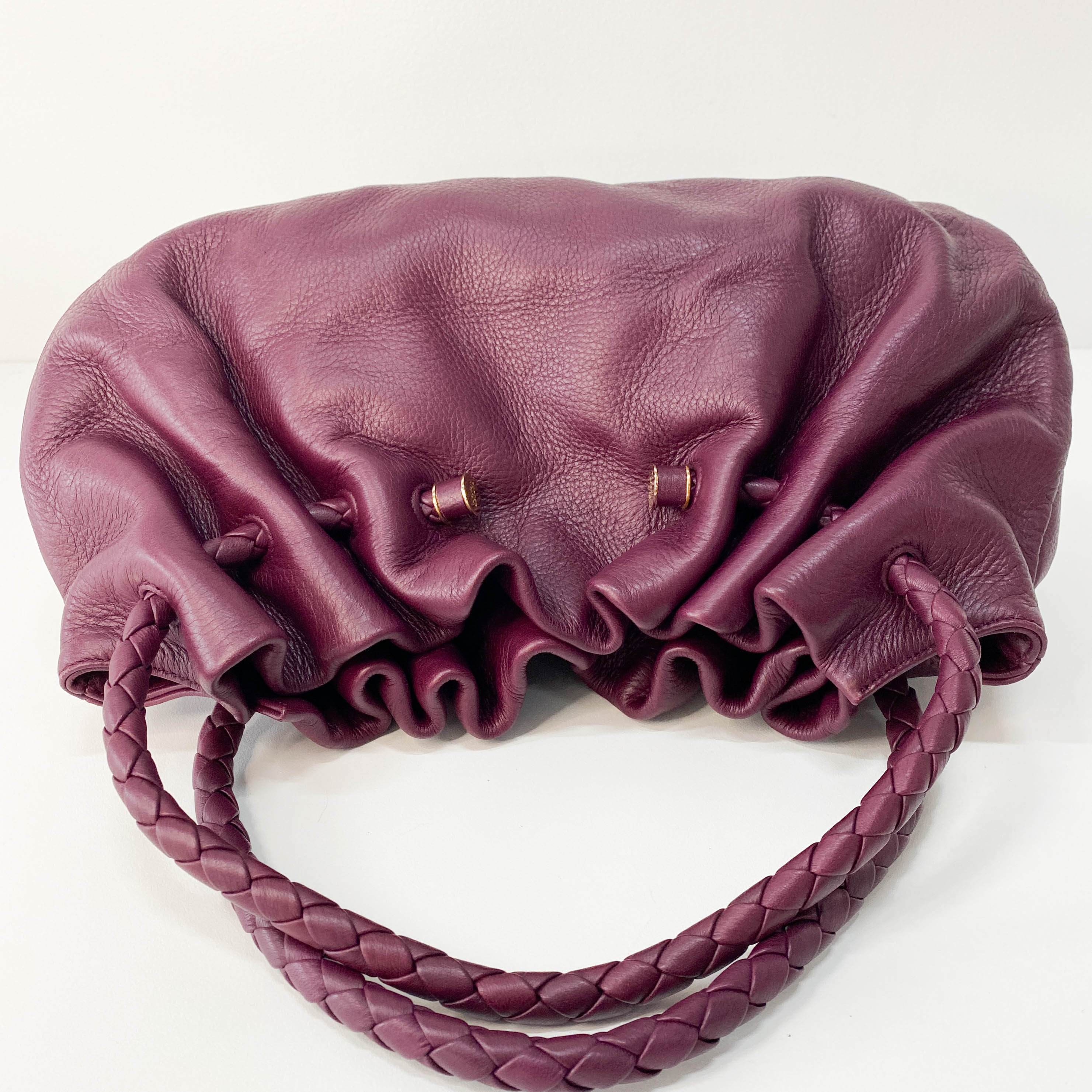 Braided Handle Burgundy Leather Bag