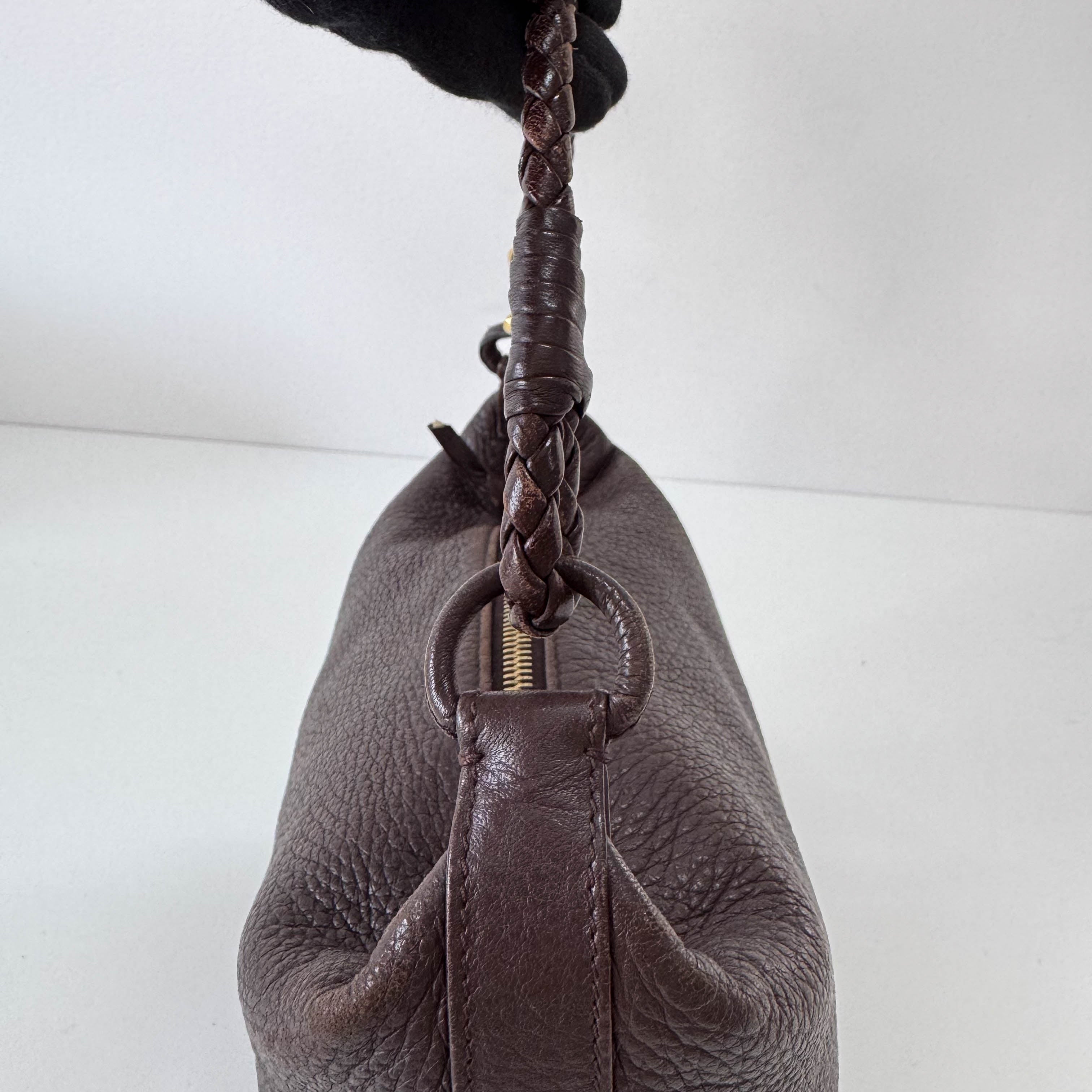 Intrecciato Brown Mini Leather Shoulder Bag