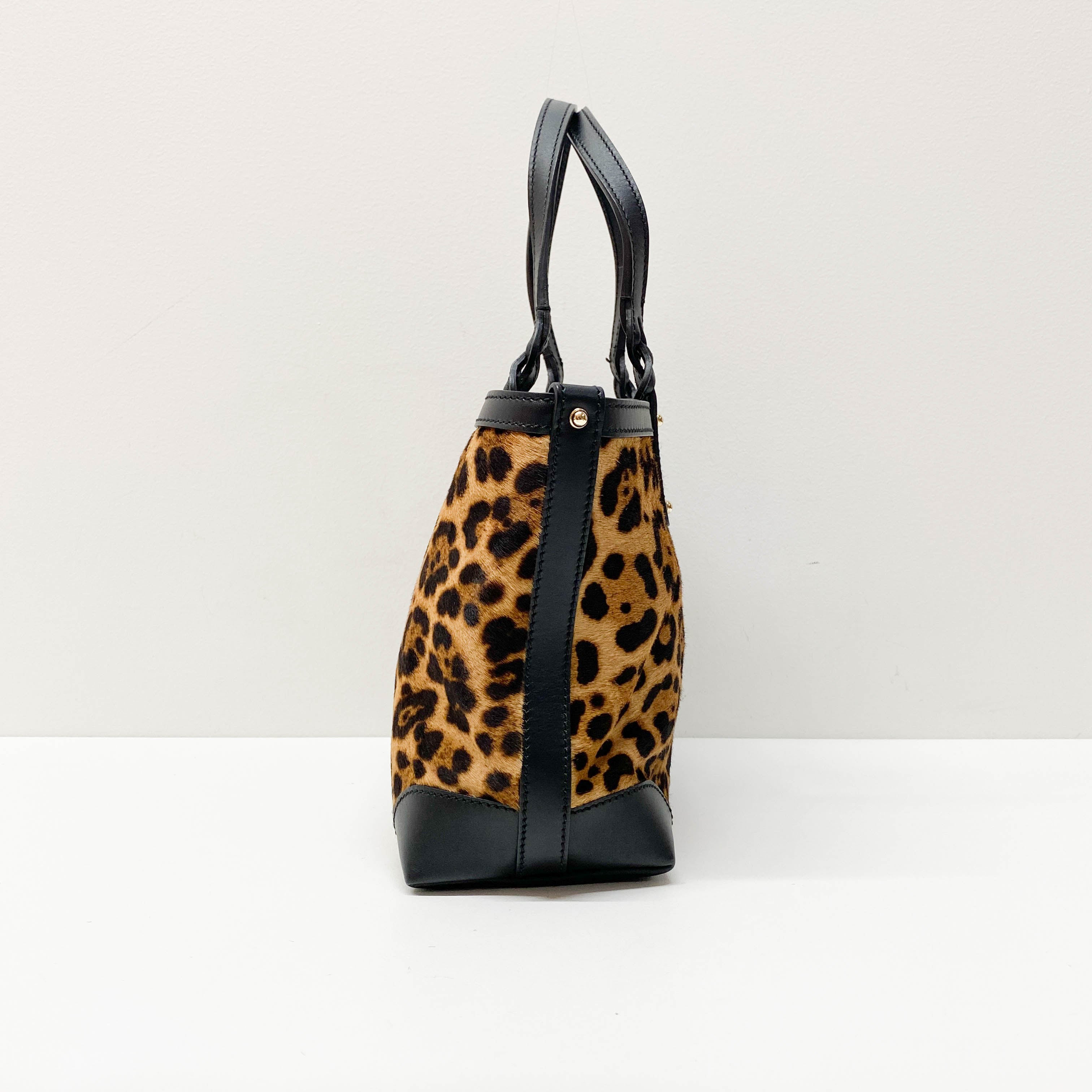 Brown Leopard Print Pony Hair Shoulder Bag