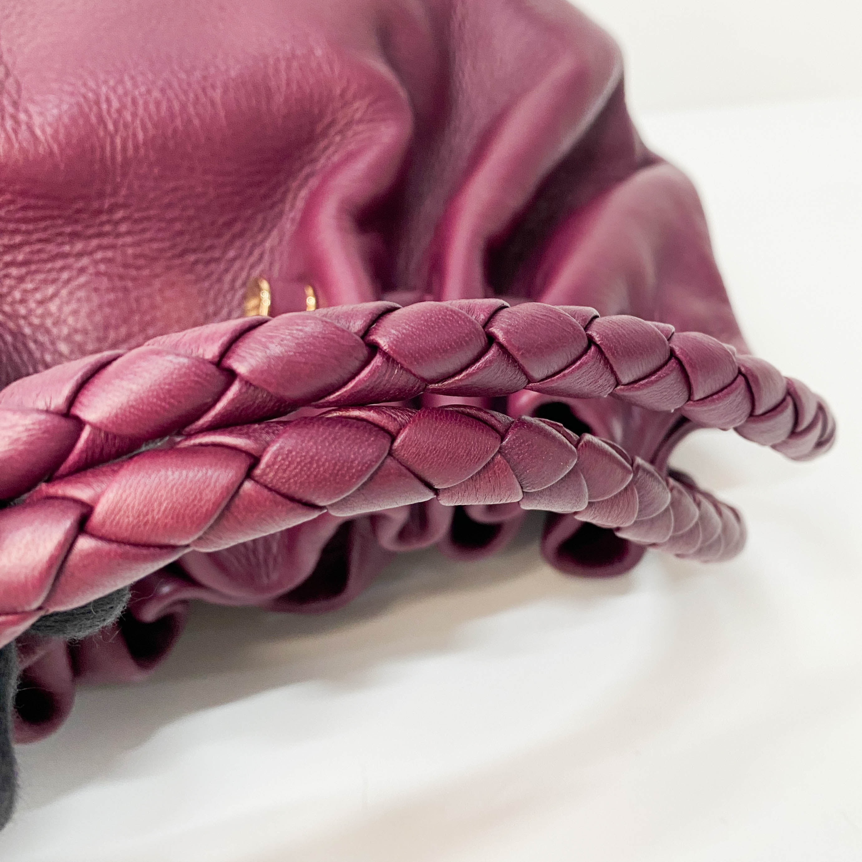 Braided Handle Burgundy Leather Bag