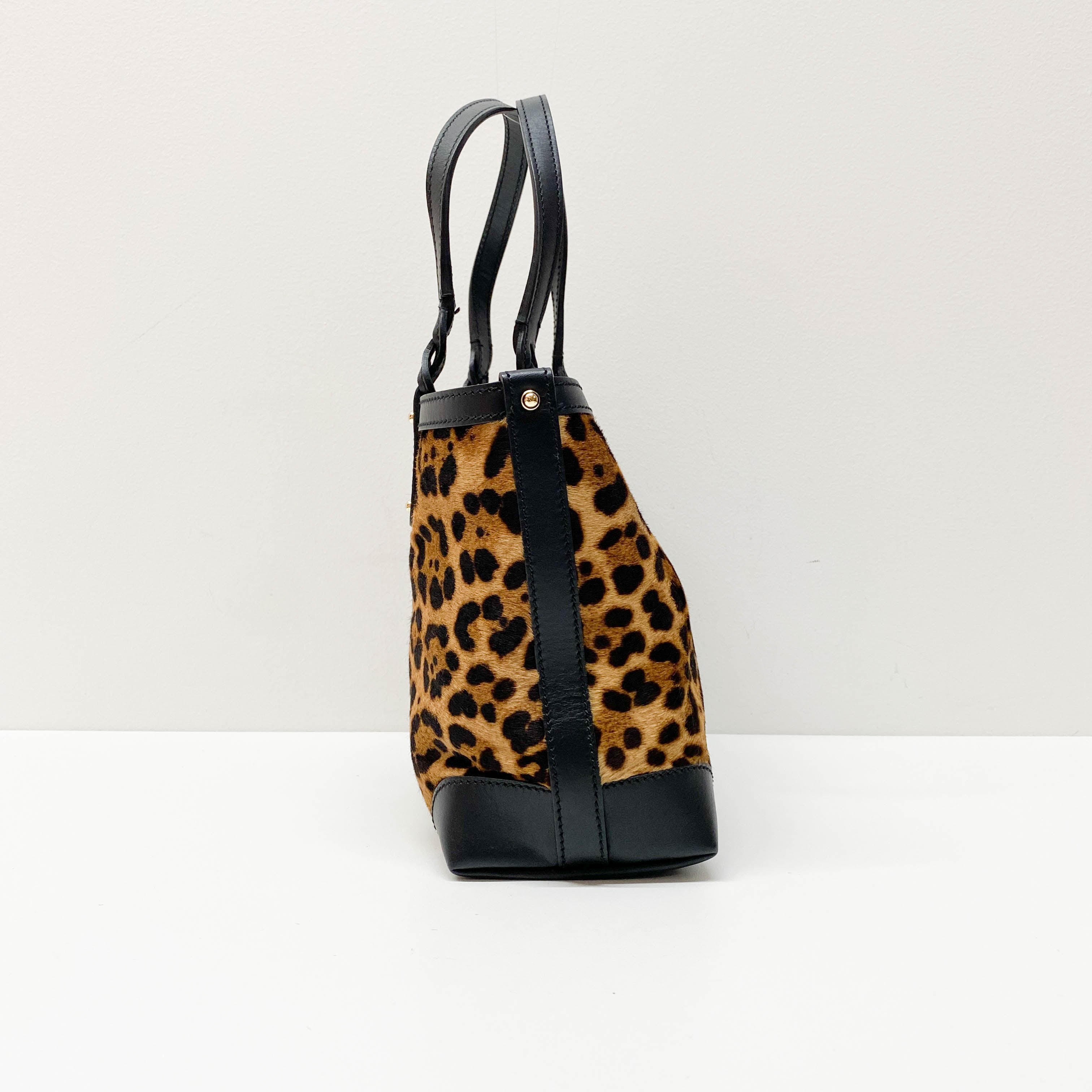 Brown Leopard Print Pony Hair Shoulder Bag
