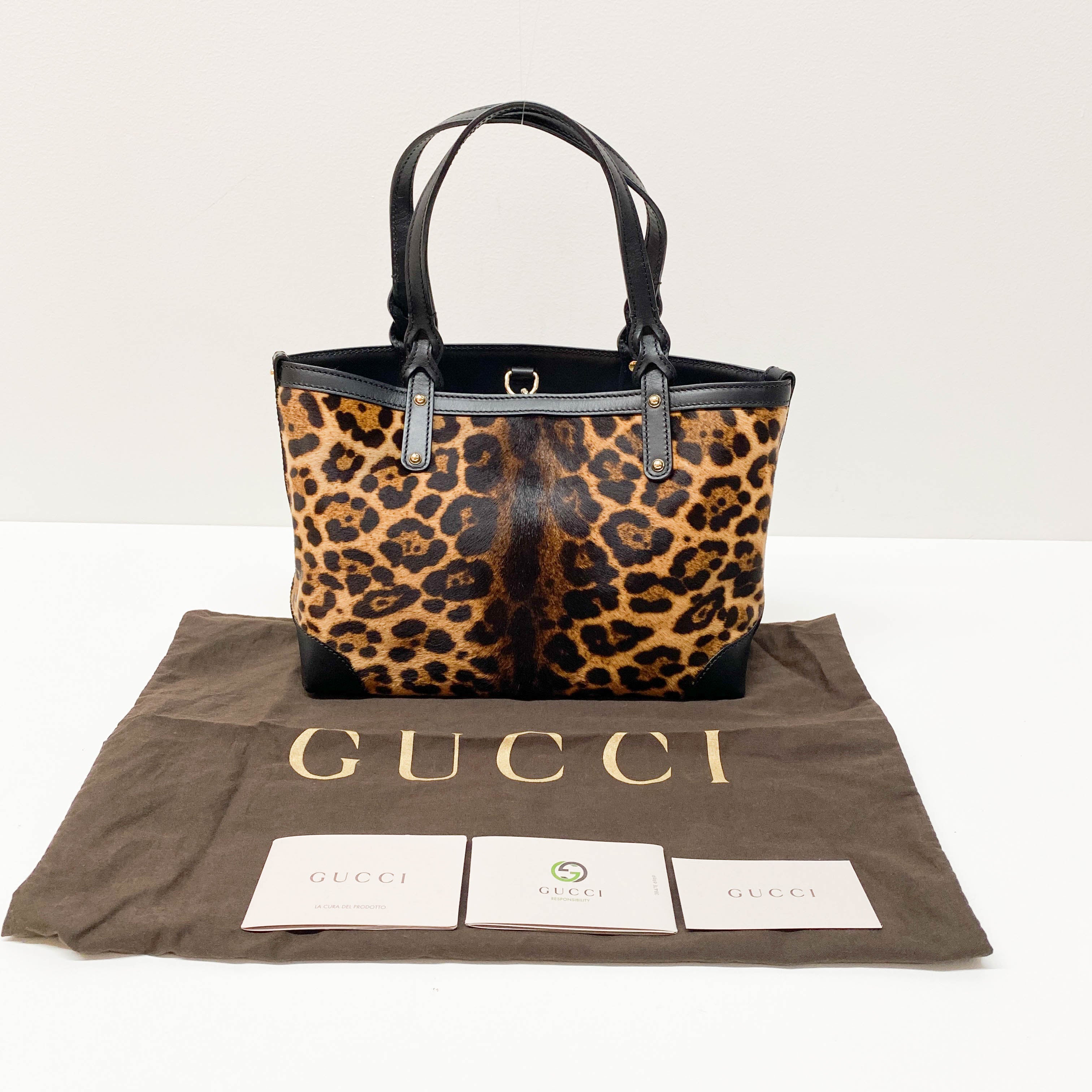 Brown Leopard Print Pony Hair Shoulder Bag