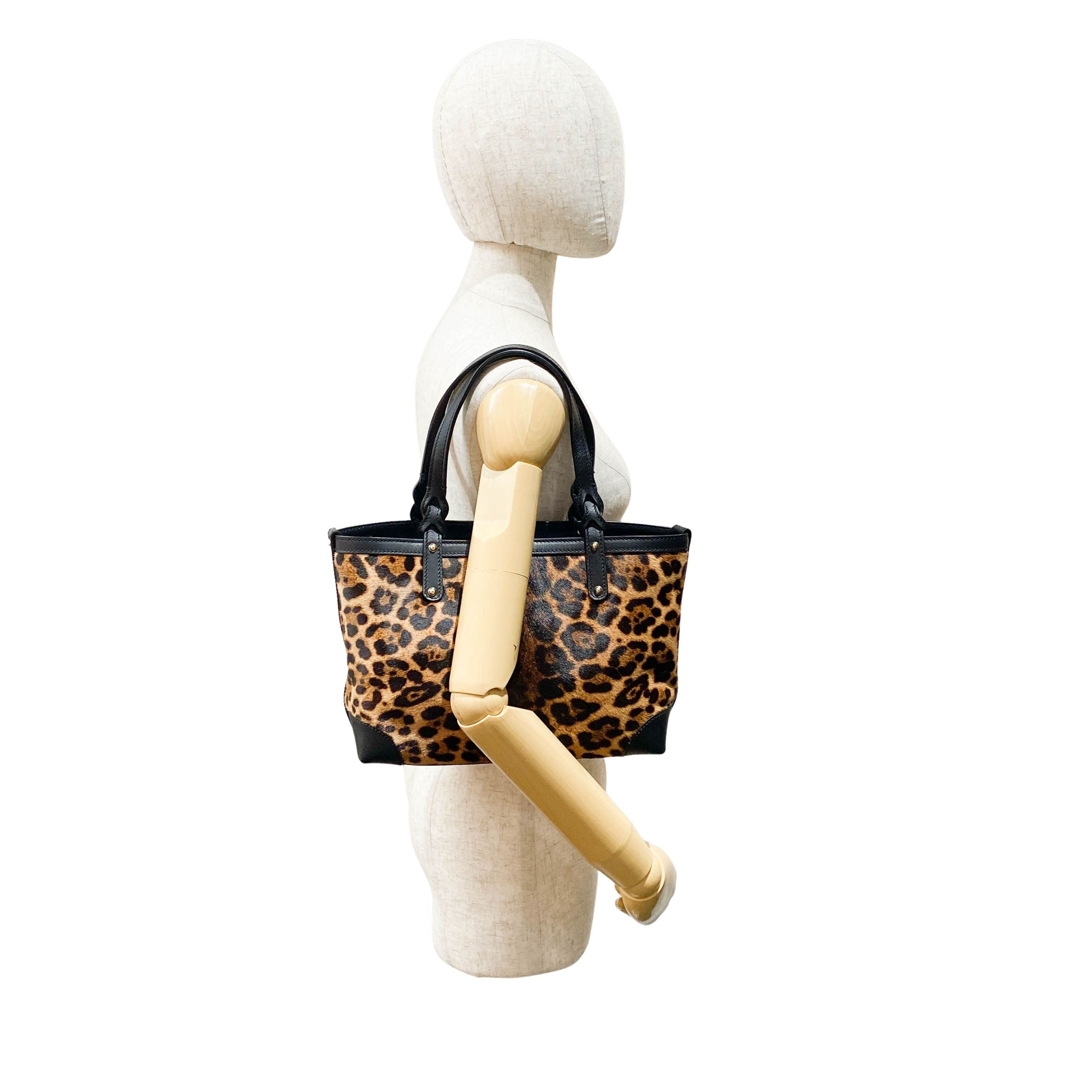 Brown Leopard Print Pony Hair Shoulder Bag