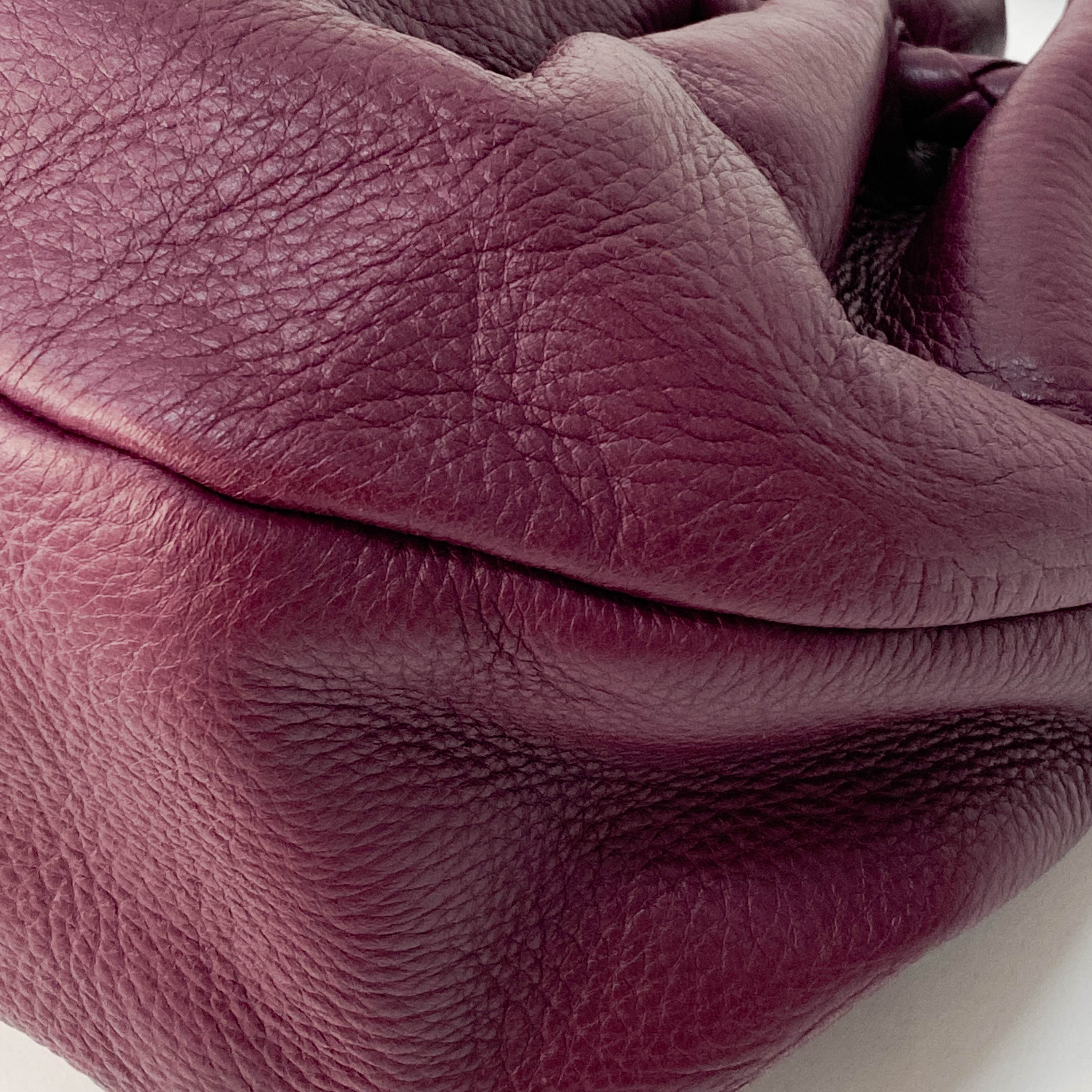 Braided Handle Burgundy Leather Bag