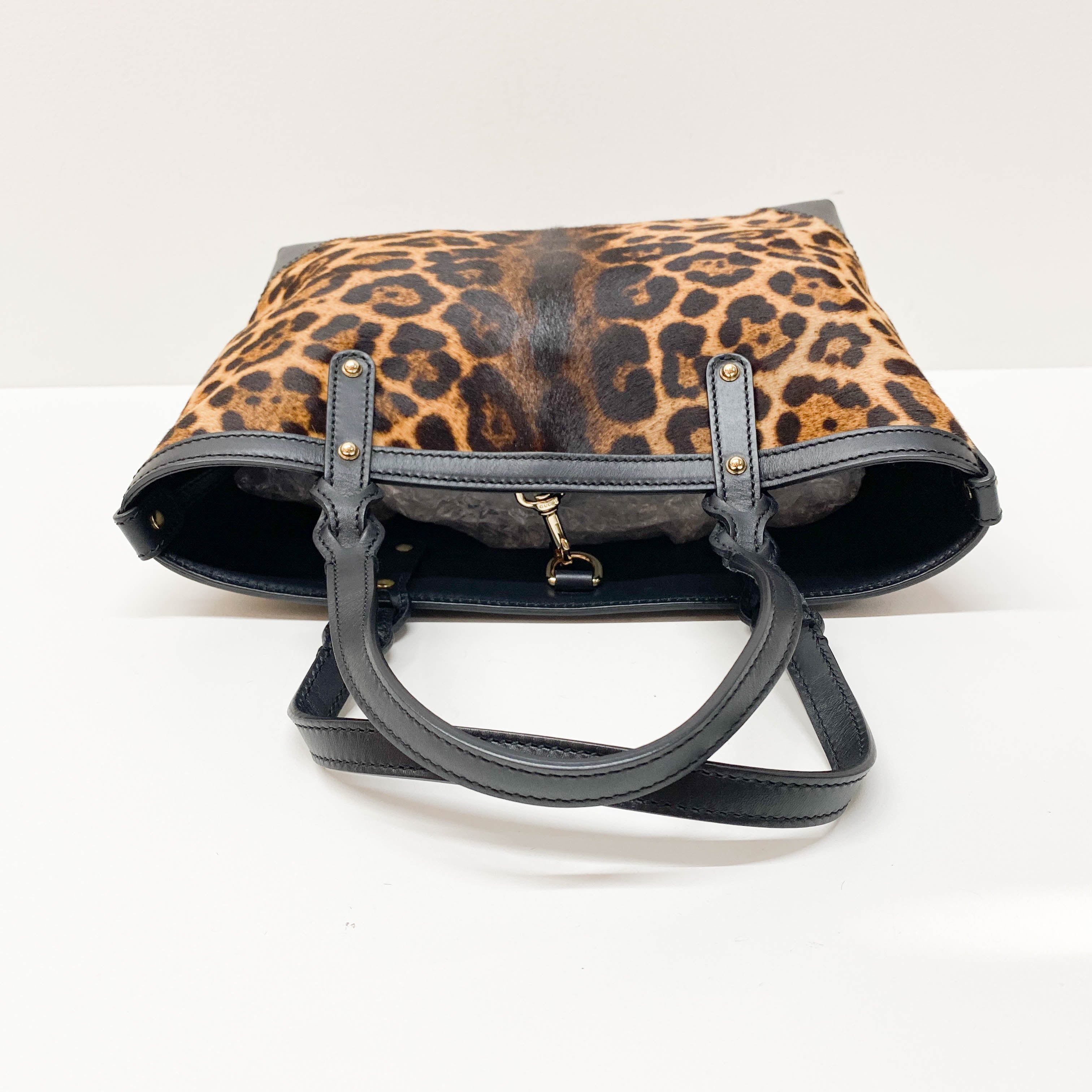 Brown Leopard Print Pony Hair Shoulder Bag