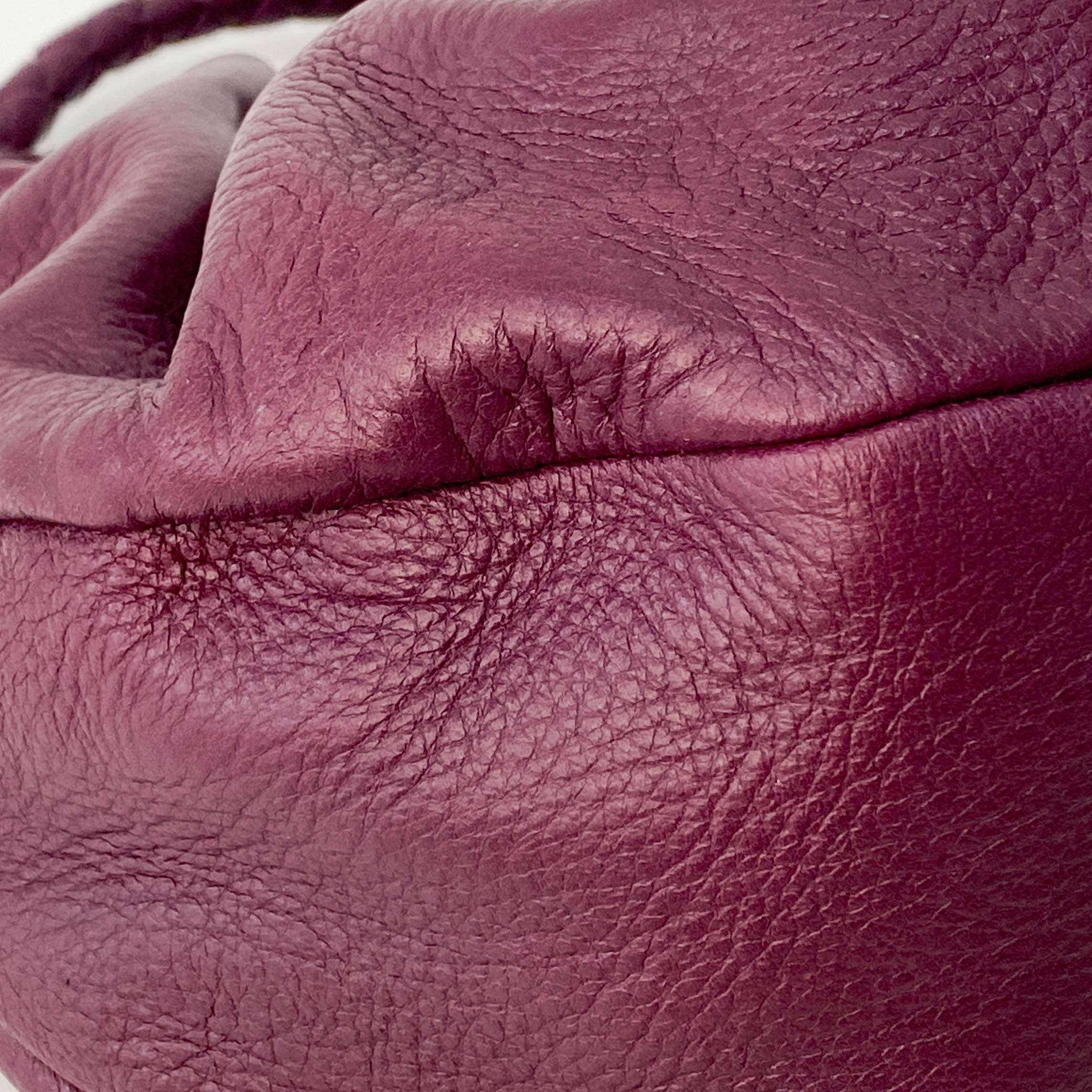 Braided Handle Burgundy Leather Bag