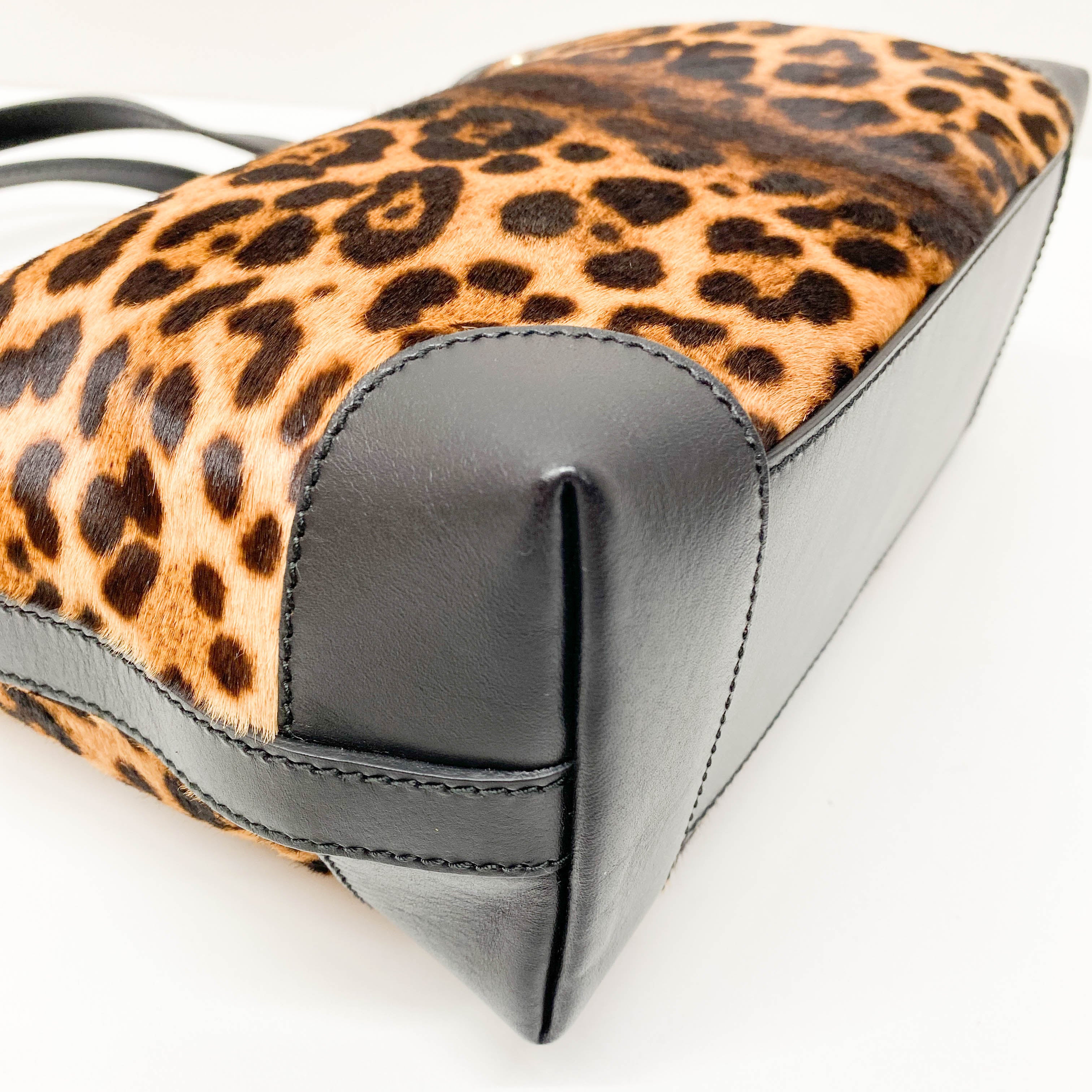 Brown Leopard Print Pony Hair Shoulder Bag