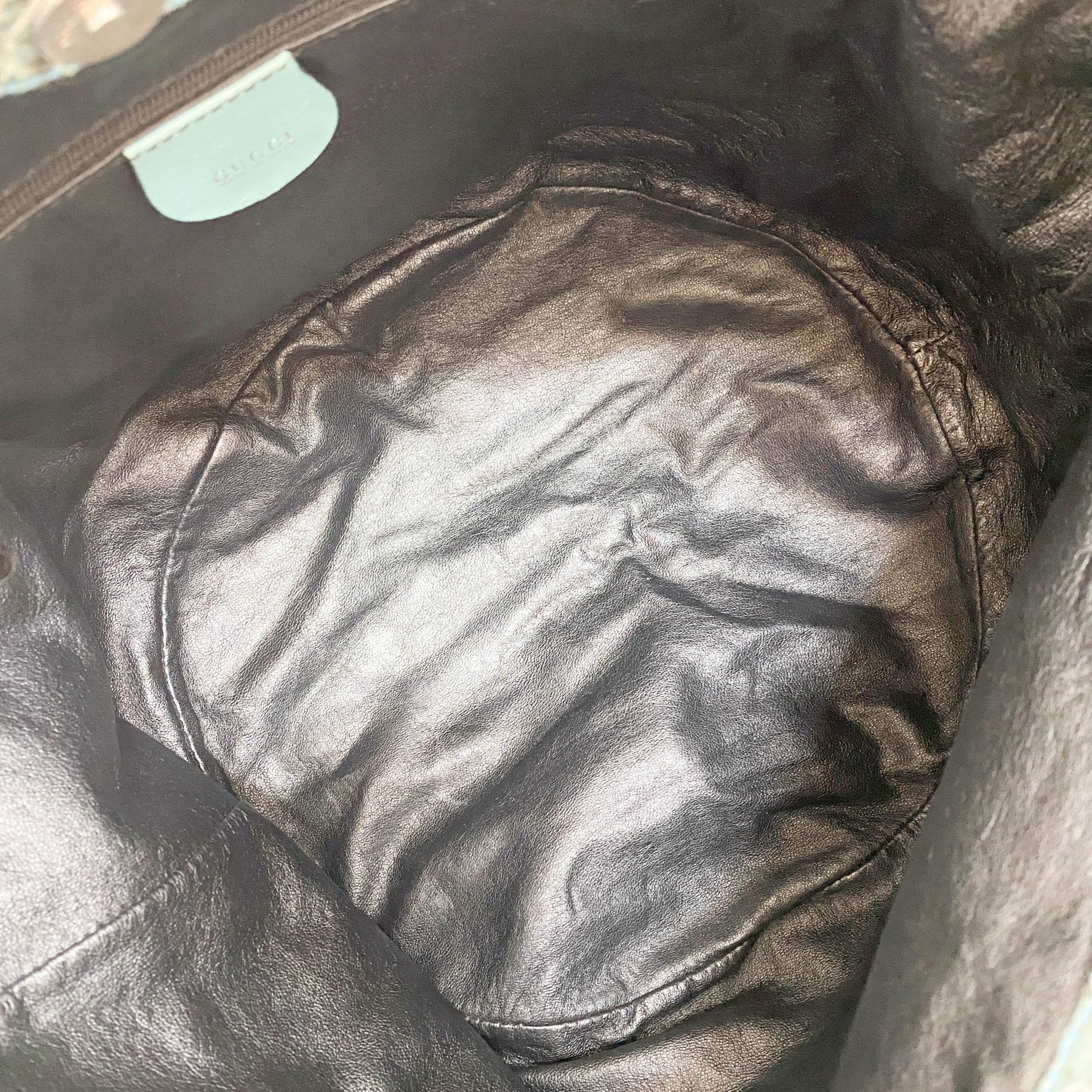 Bamboo Blue Python Embossed Leather Two Way Bag